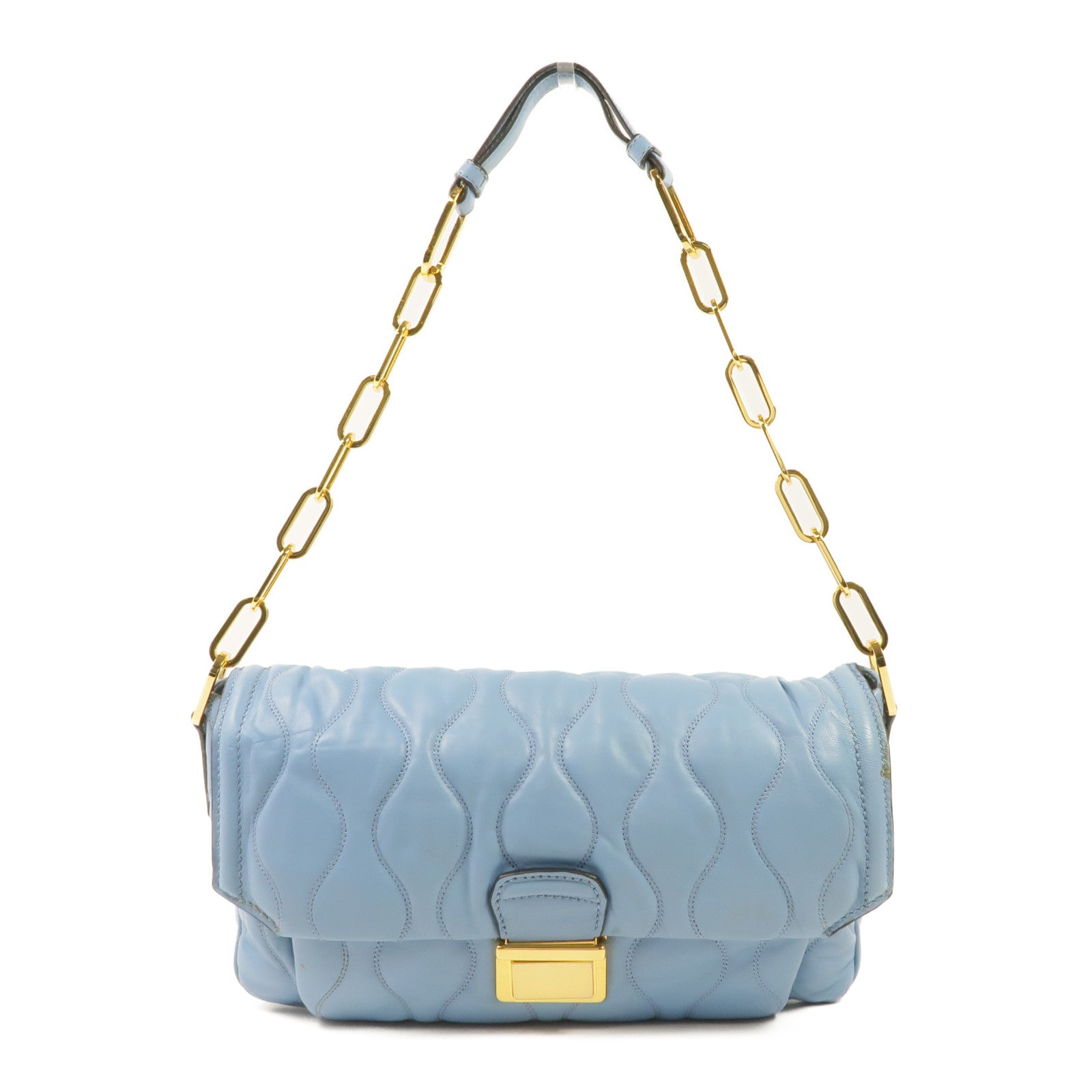 Miu Miu 羊皮皮革Chain Shoulder Bag金扣鏈帶肩背袋