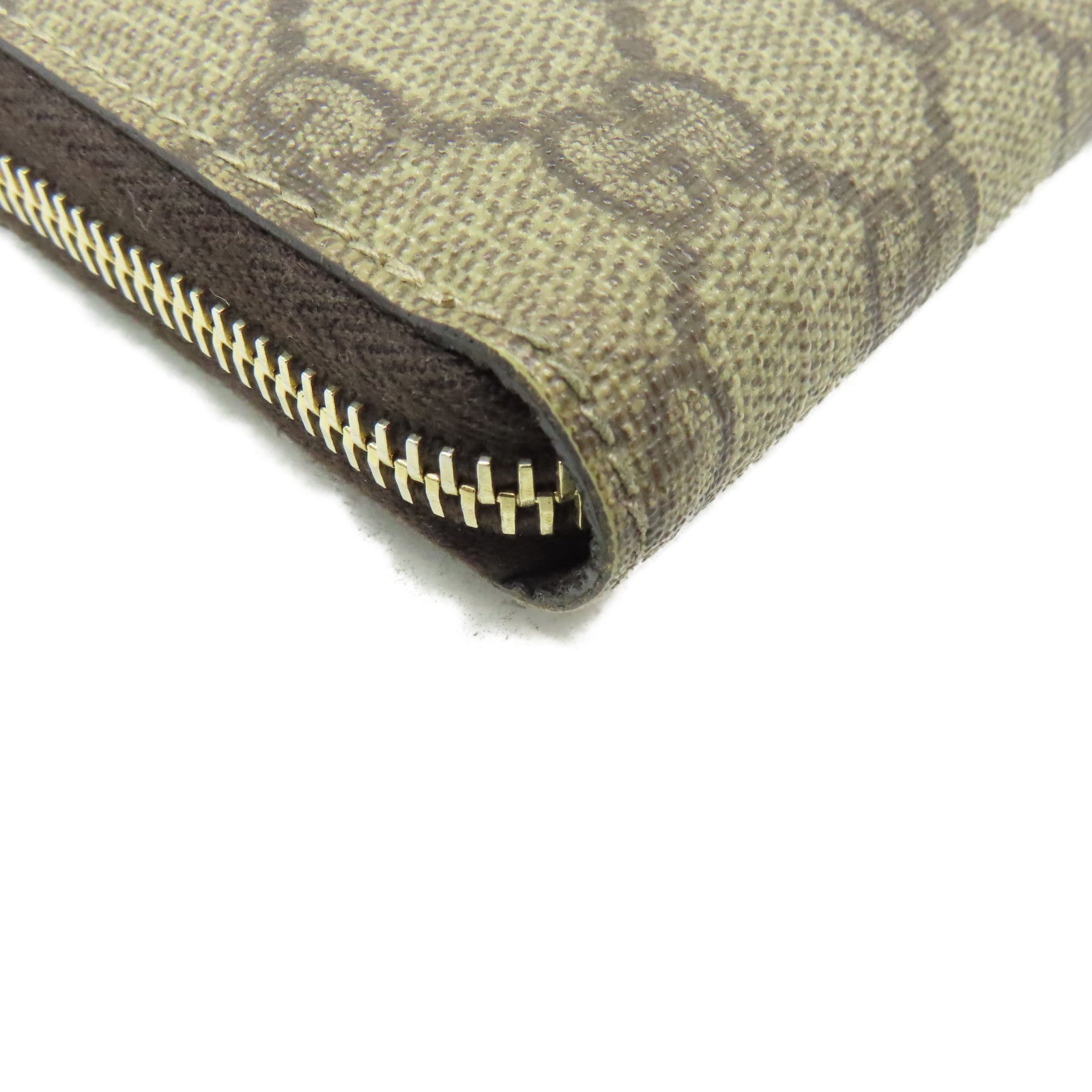 GUCCI 【激減優惠】塗層帆布Zipper Long Wallet拉鏈長錢包啡色