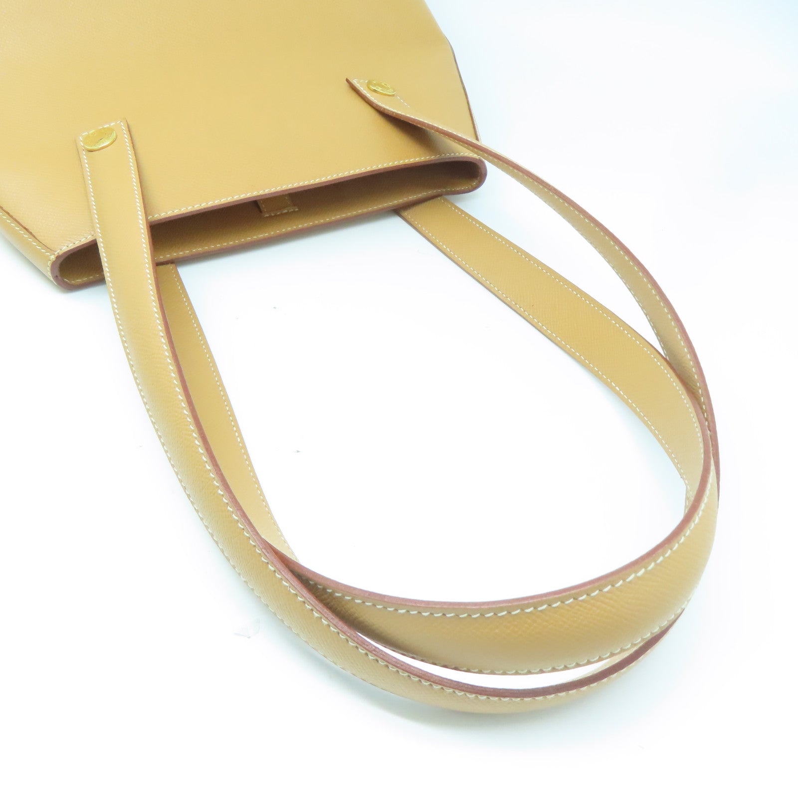 HERMES 【清倉大減價】Epsom皮革Shoulder Bag金扣手挽肩背兩用袋啡色