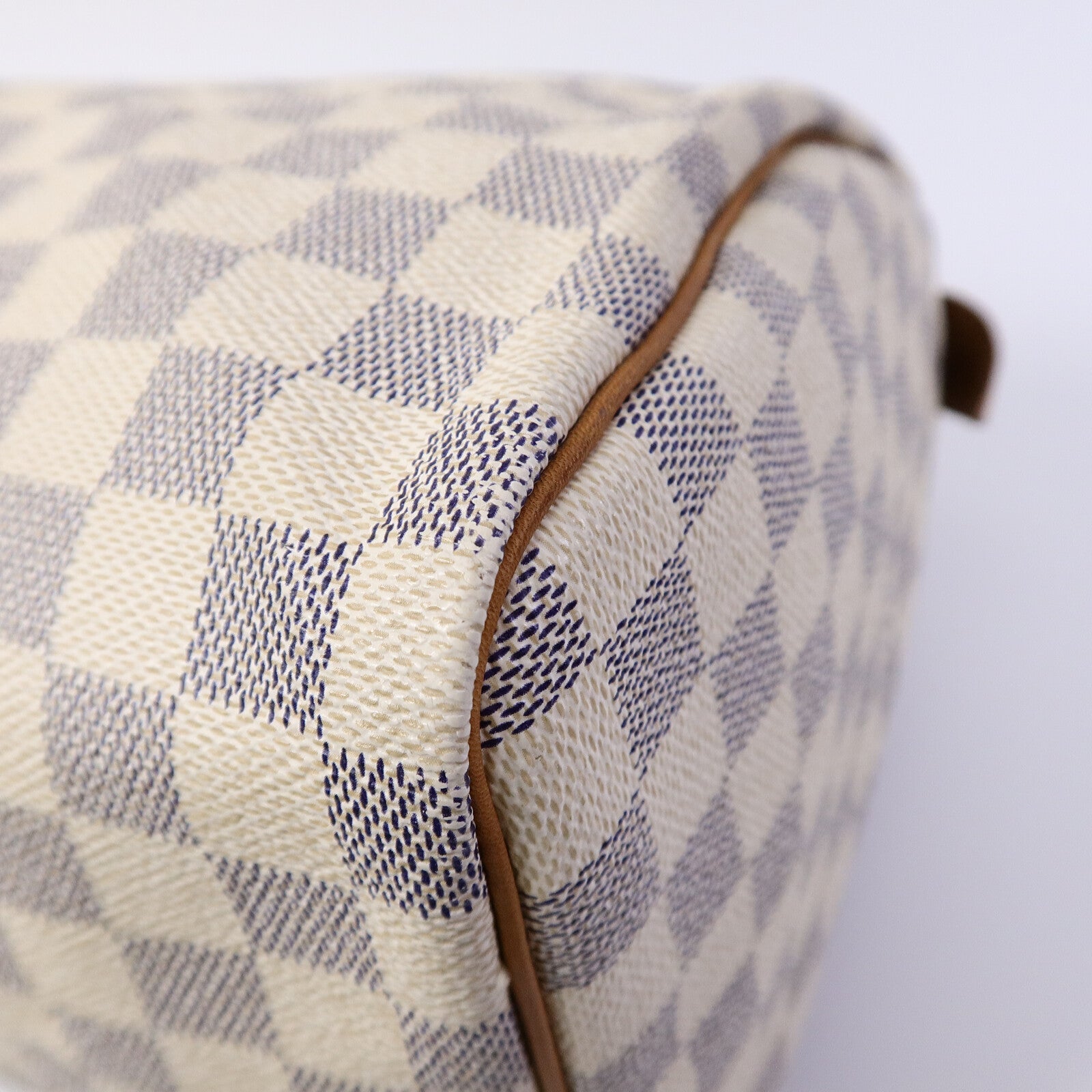 LOUIS VUITTON Damier Azur Speedy 30金扣手挽袋白色