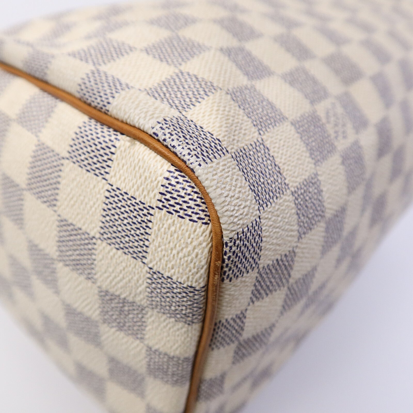 LOUIS VUITTON Damier Azur Speedy 30金扣手挽袋白色