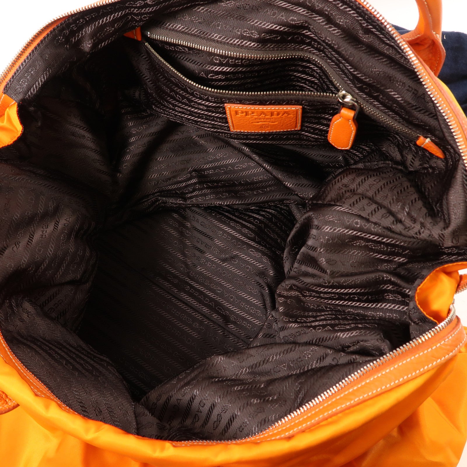PRADA 尼龍Tote Bag銀扣手挽袋橙色