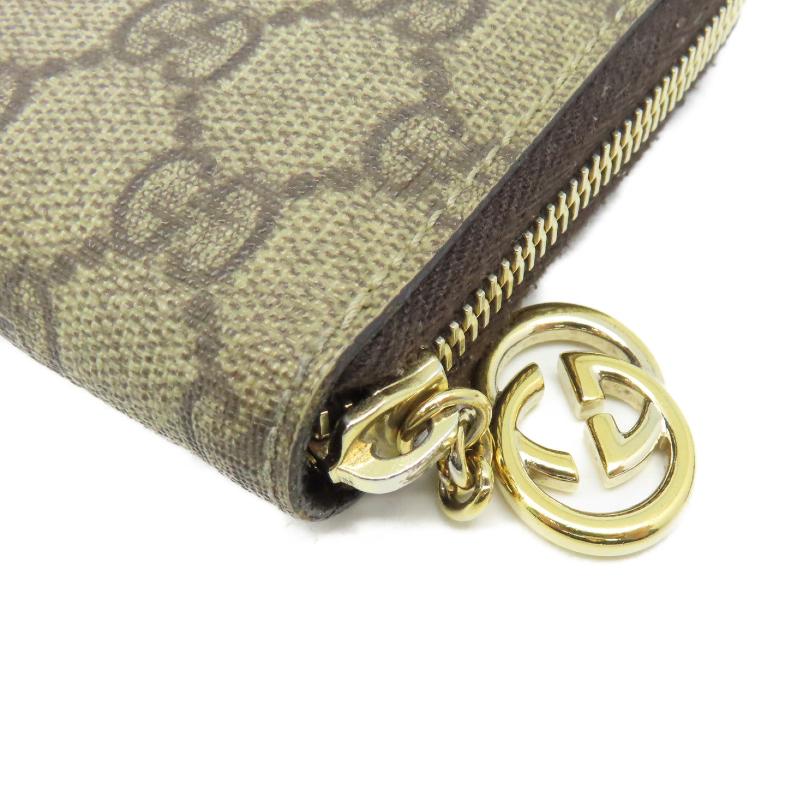 GUCCI 【激減優惠】塗層帆布Zipper Long Wallet拉鏈長錢包啡色