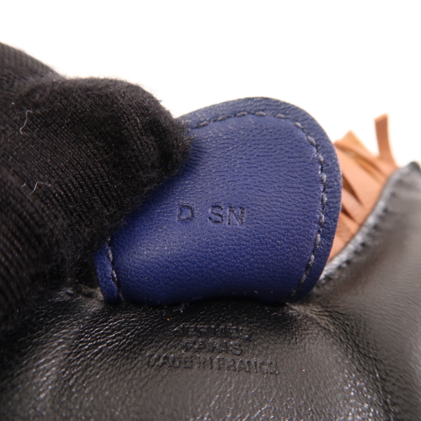 HERMES Rodeo MM Charm Milo Lambskin Leather Black Navy Brown