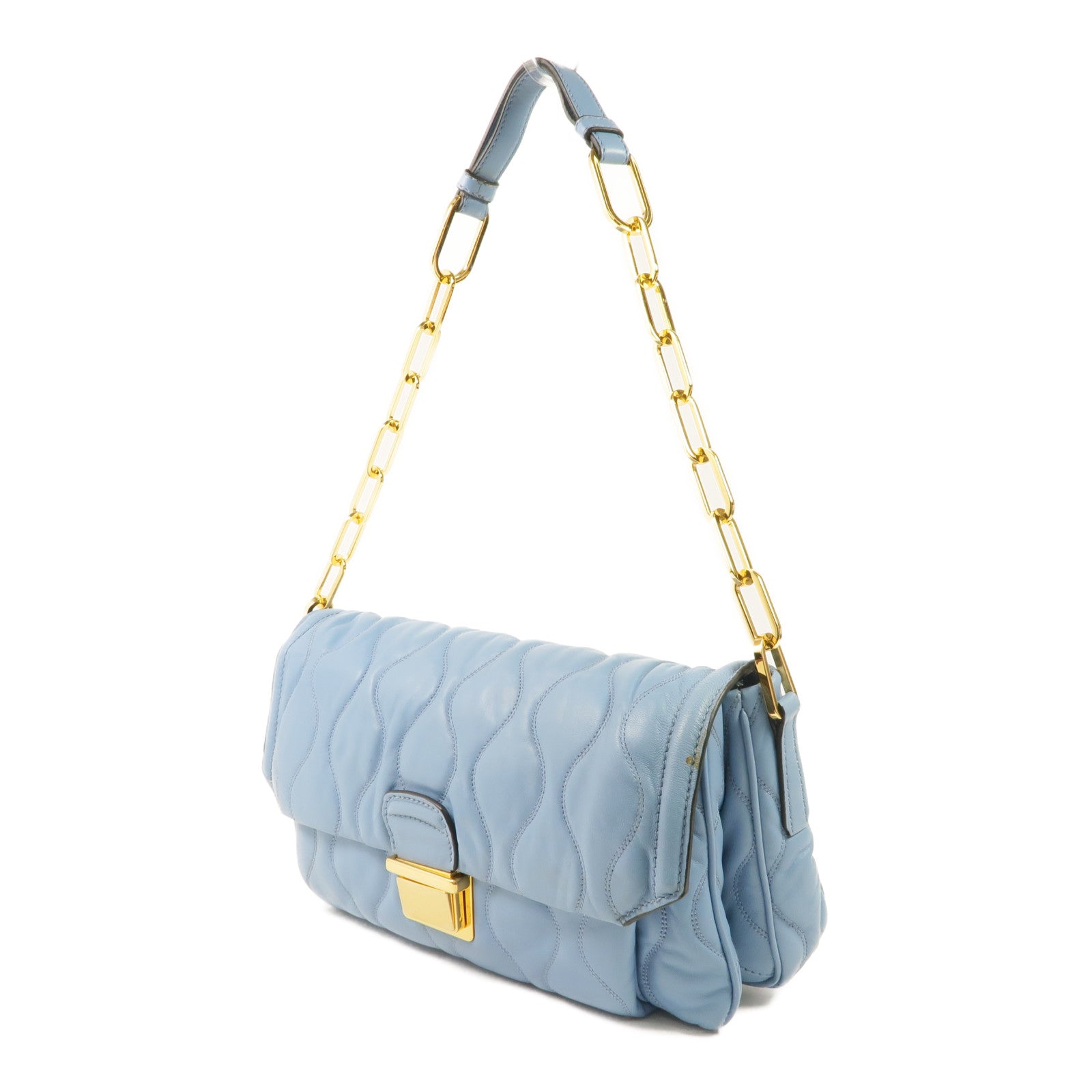 Miu Miu 羊皮皮革Chain Shoulder Bag金扣鏈帶肩背袋