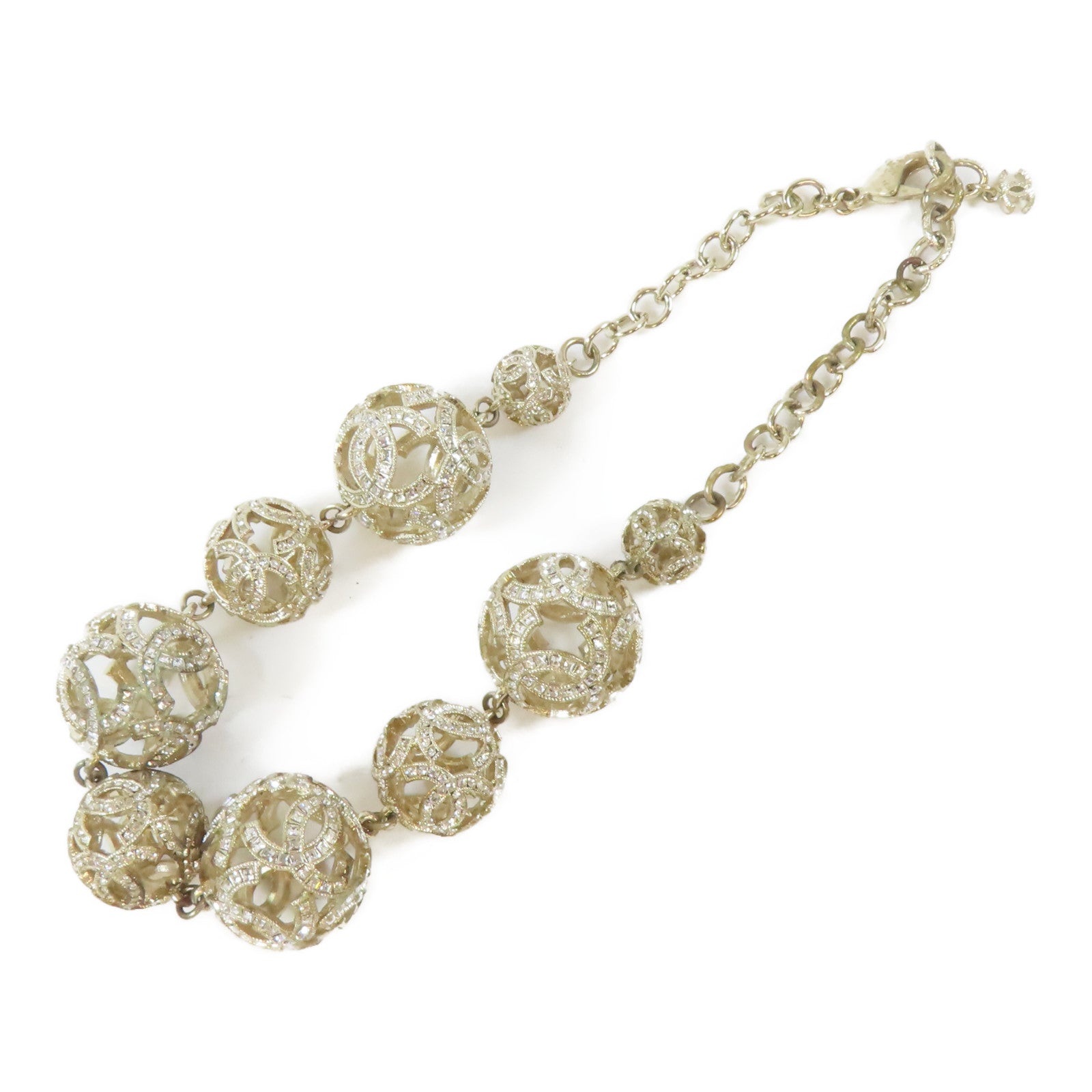 CHANEL 金屬Crystal Ball Necklace項鍊金色