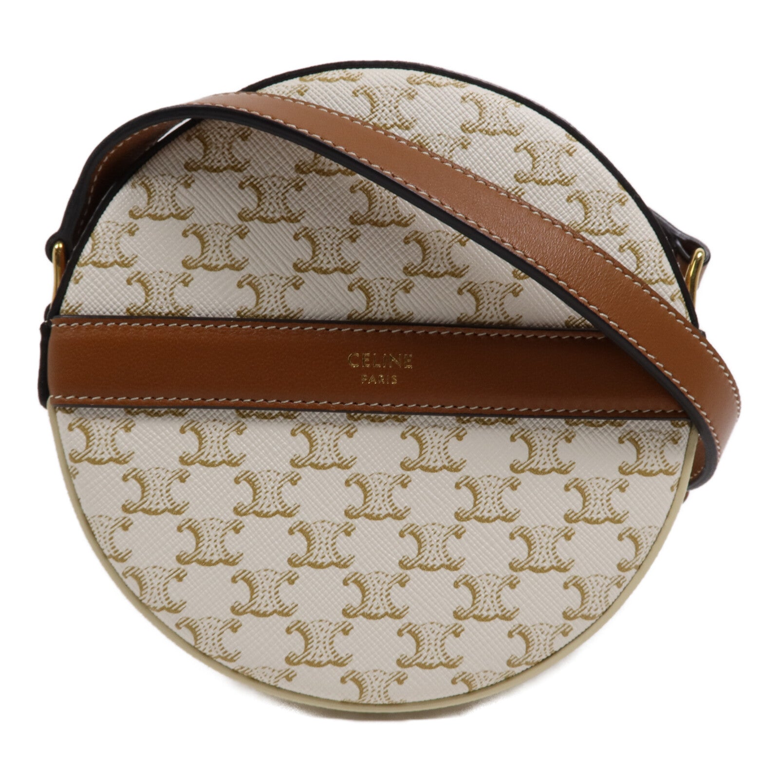 CELINE 塗層帆布Round Purse On Strap金扣肩背袋