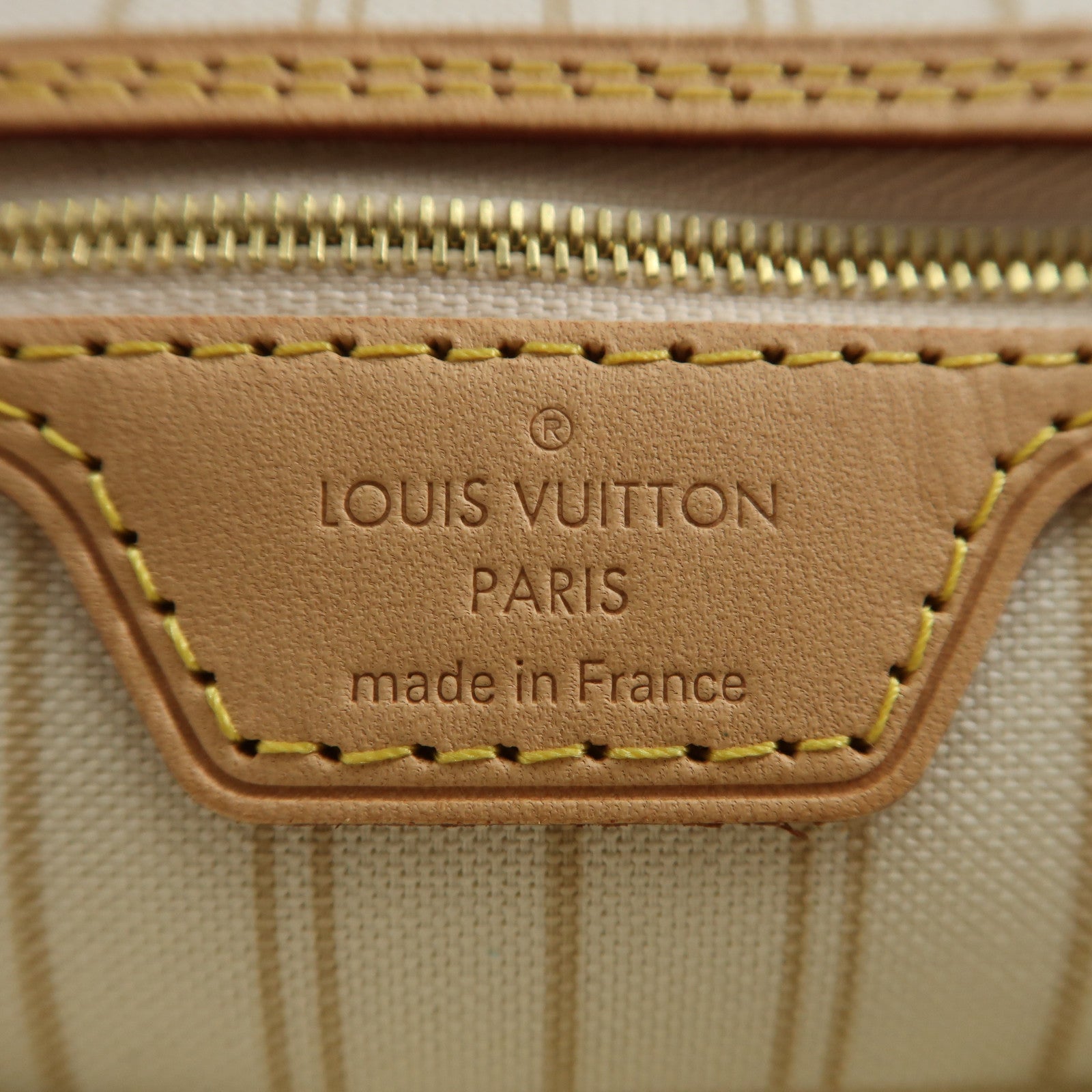 LOUIS VUITTON Damier Azur Neverfull MM金扣手挽袋