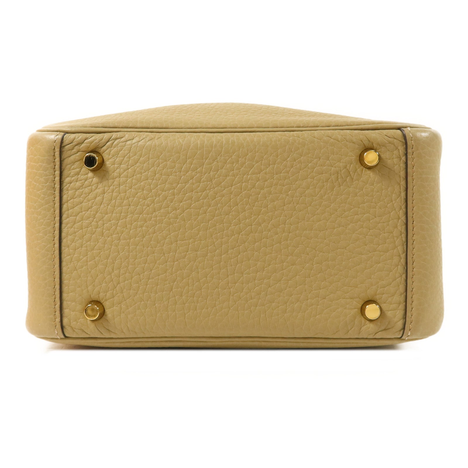 HERMES Clemence皮革Mini Lindy金扣手挽肩背兩用袋Beige Marfa