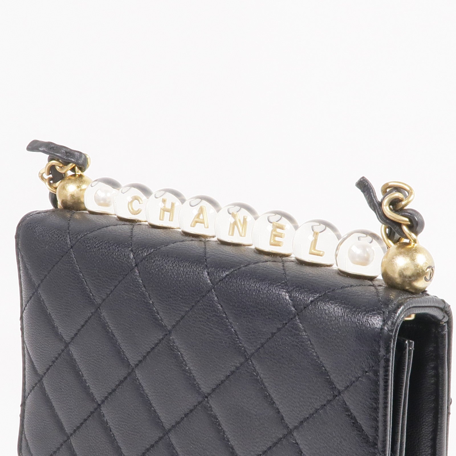 CHANEL 牛皮皮革Chain Shoulder金扣鏈帶肩背袋