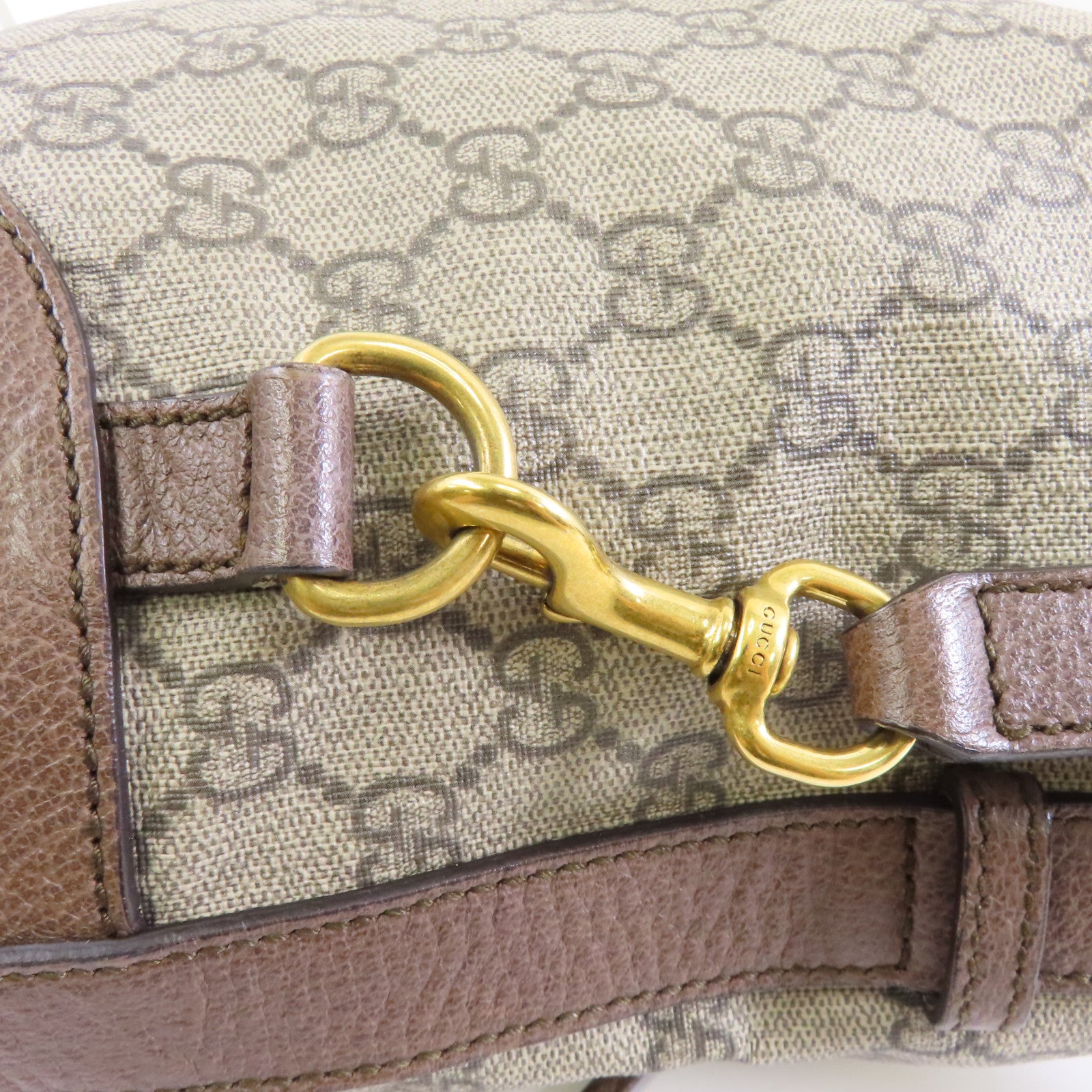 GUCCI 塗層帆布Backpack金扣背包棕色