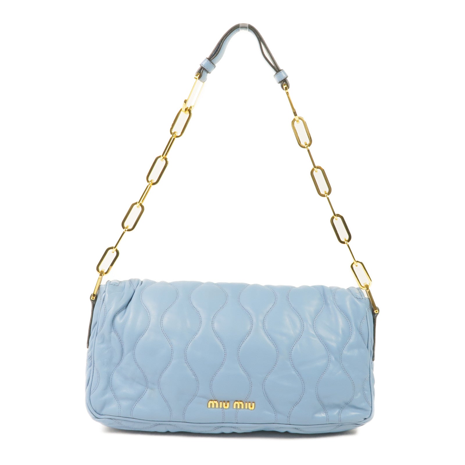 Miu Miu 羊皮皮革Chain Shoulder Bag金扣鏈帶肩背袋