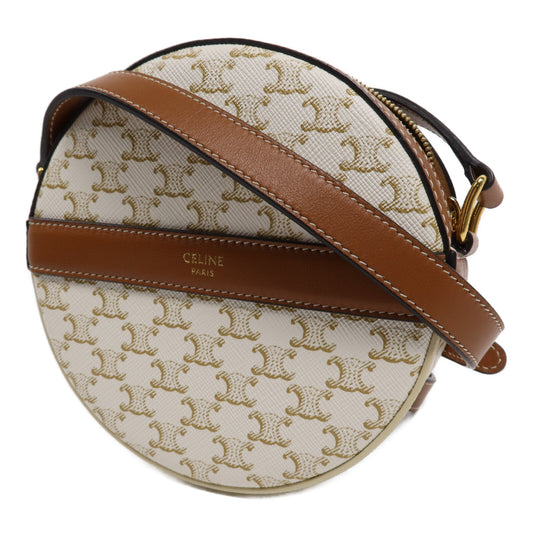 CELINE 塗層帆布Round Purse On Strap金扣肩背袋