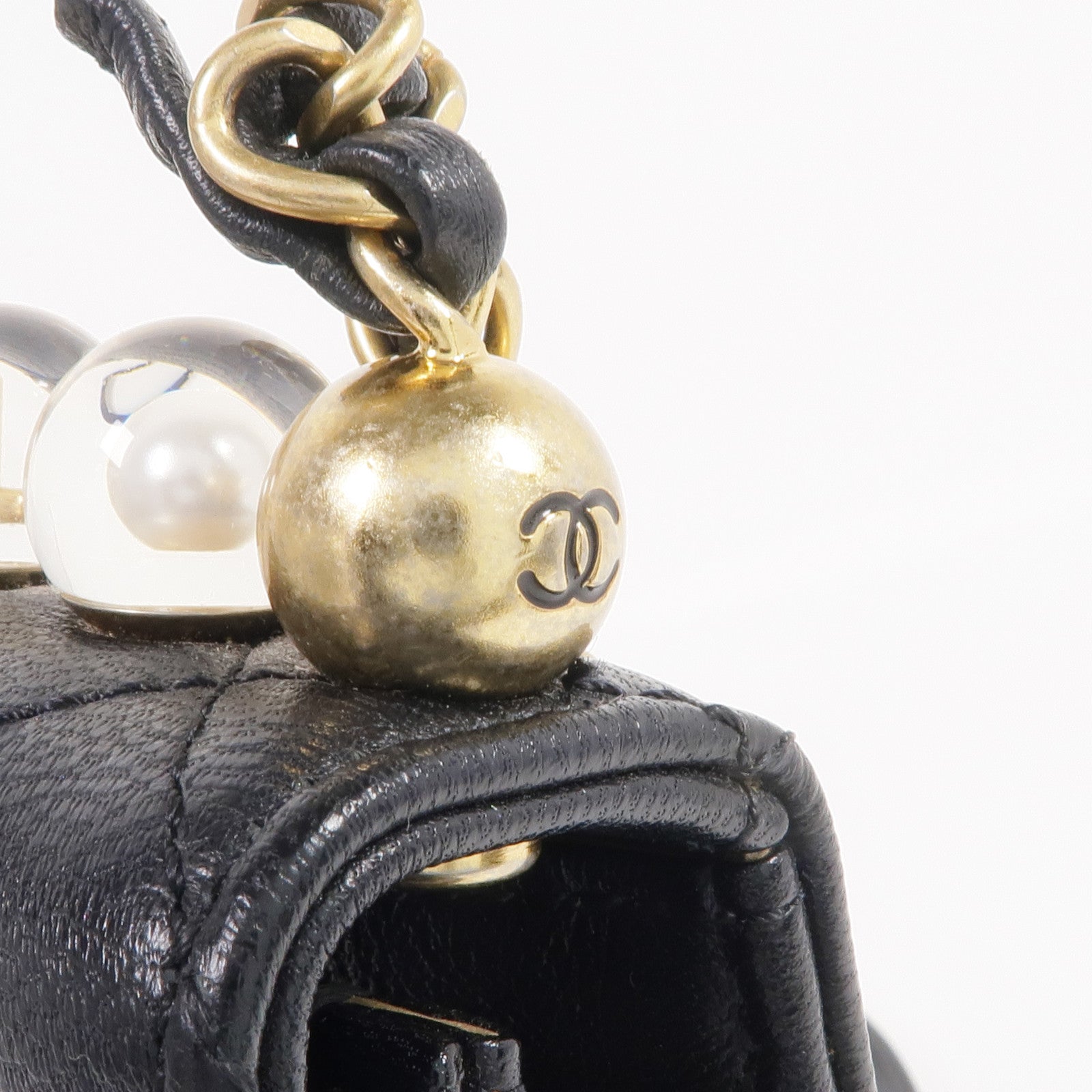 CHANEL 牛皮皮革Chain Shoulder金扣鏈帶肩背袋