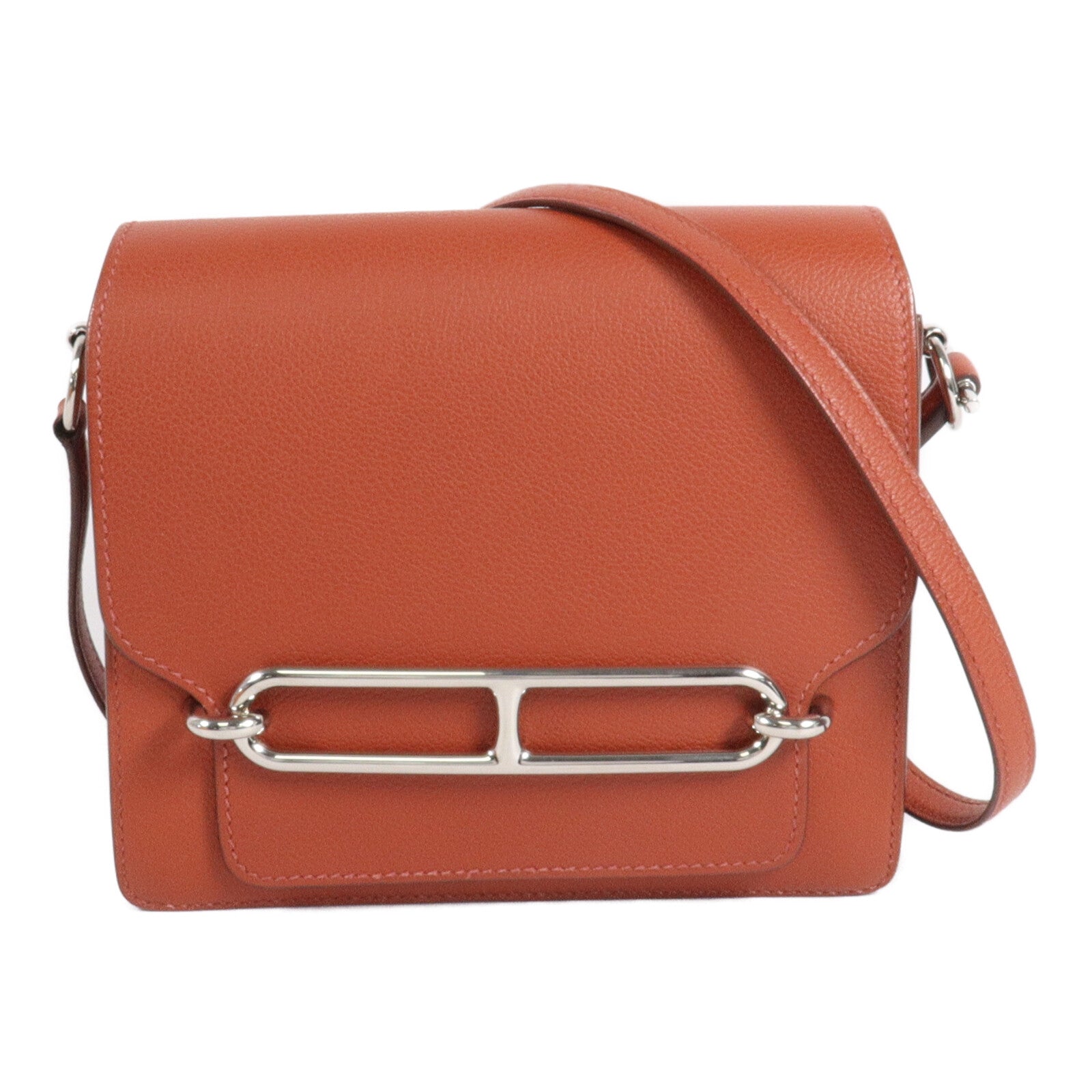 HERMES Evercolor皮革Mini Roulis肩背袋Brique/Caramel