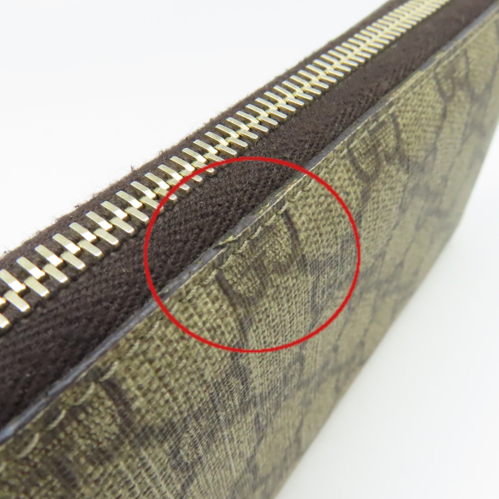 GUCCI 【激減優惠】塗層帆布Zipper Long Wallet拉鏈長錢包啡色
