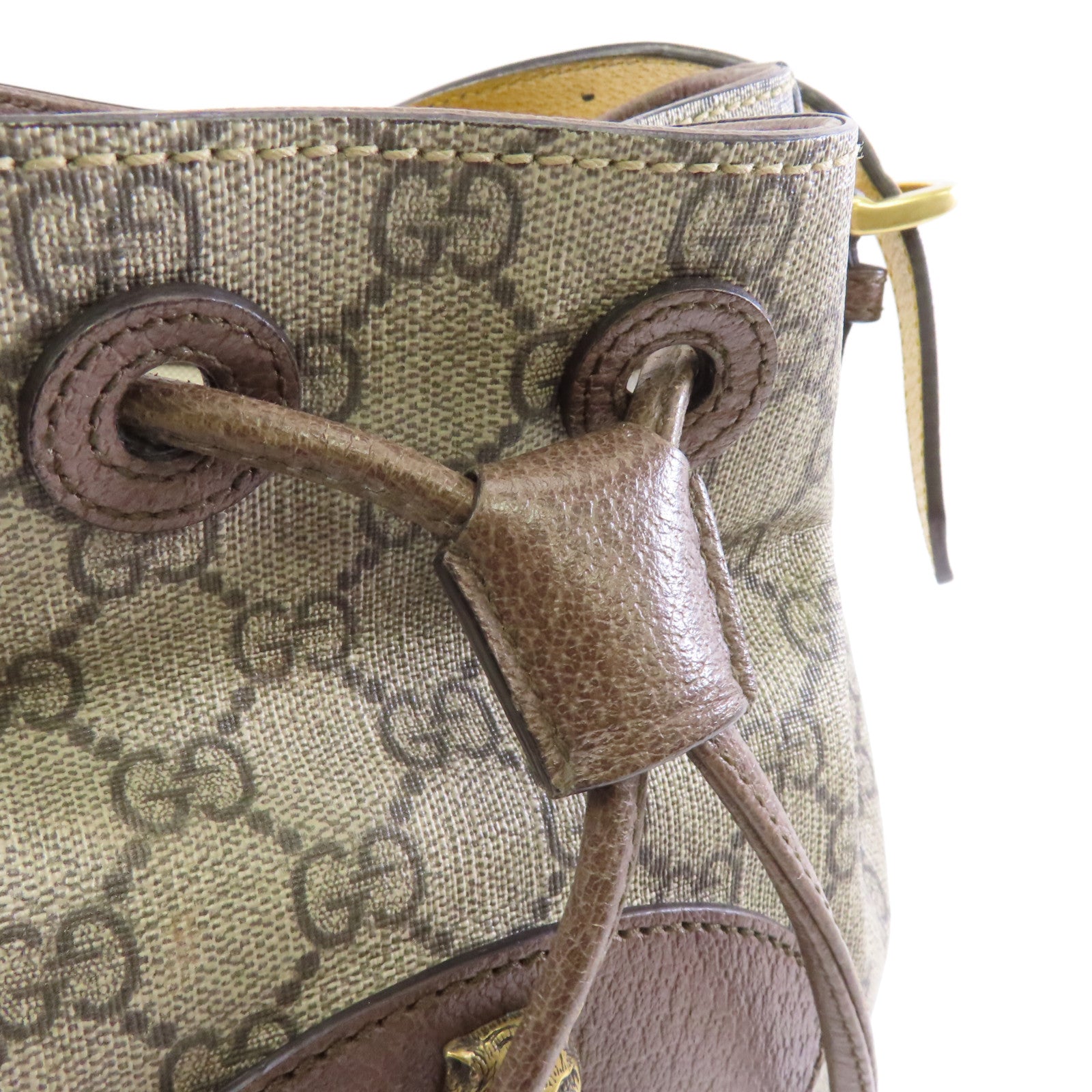 GUCCI 塗層帆布Backpack金扣背包棕色