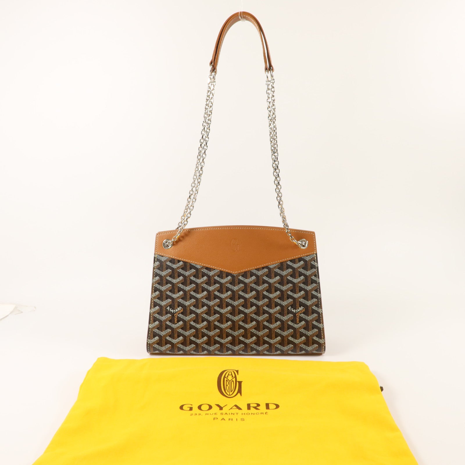 GOYARD 牛皮皮革/塗層帆布Rouette Structure PM鏈帶肩背袋