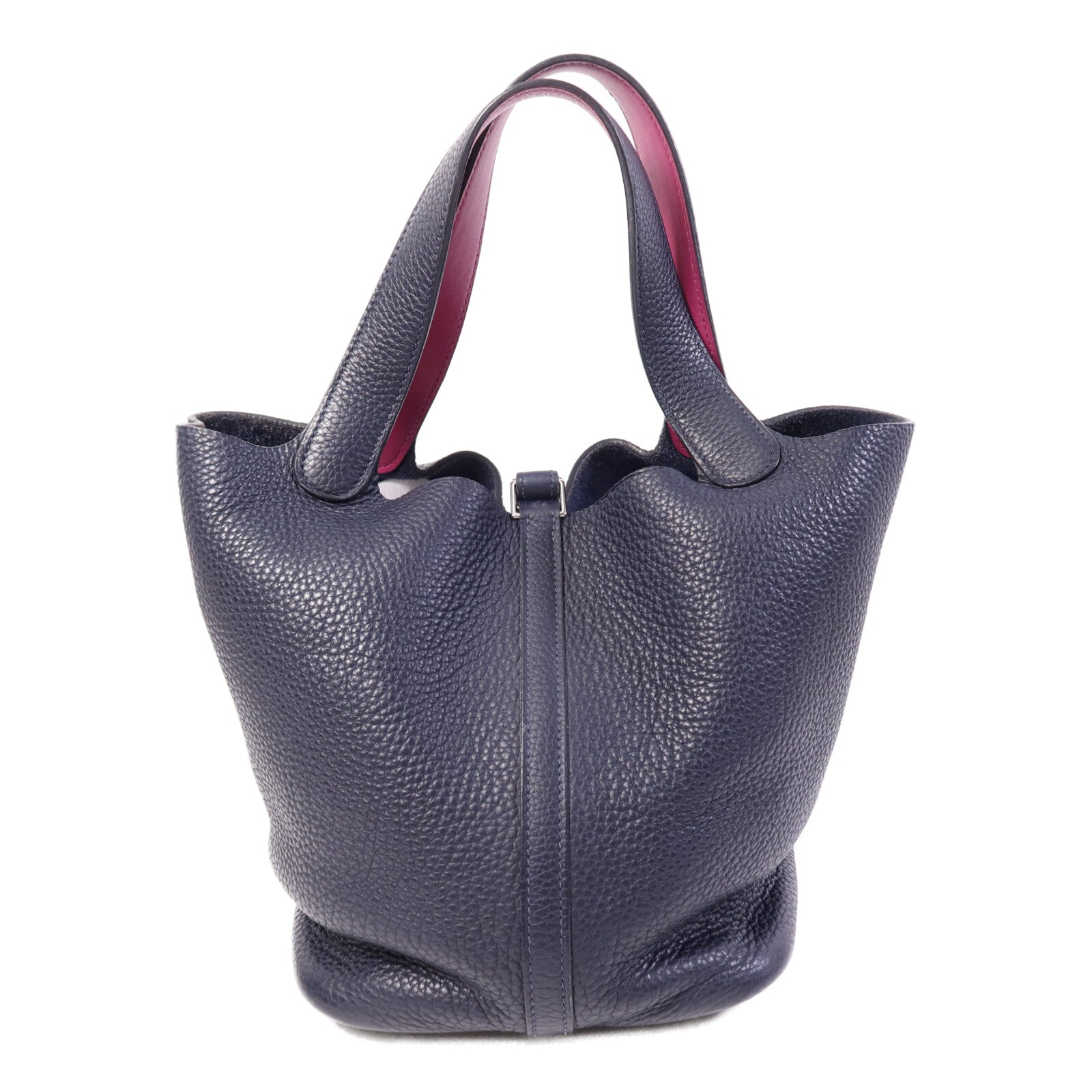 HERMES 【激減優惠】Togo皮革Picotin MM銀扣手挽袋Bleu Nuit/Rose Pourpre