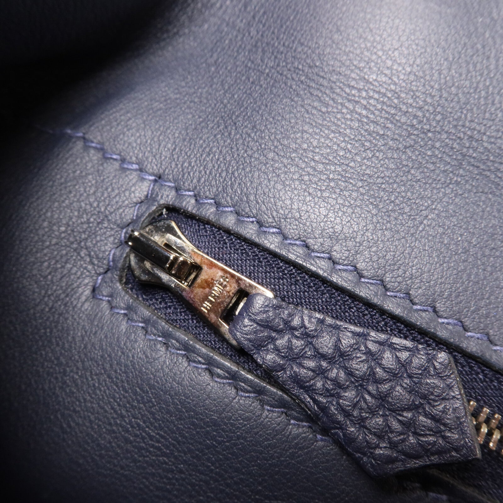 HERMES Clemence皮革/Swift皮革24/24 29cm手挽肩背兩用袋Bleu Indigo/Bordraux