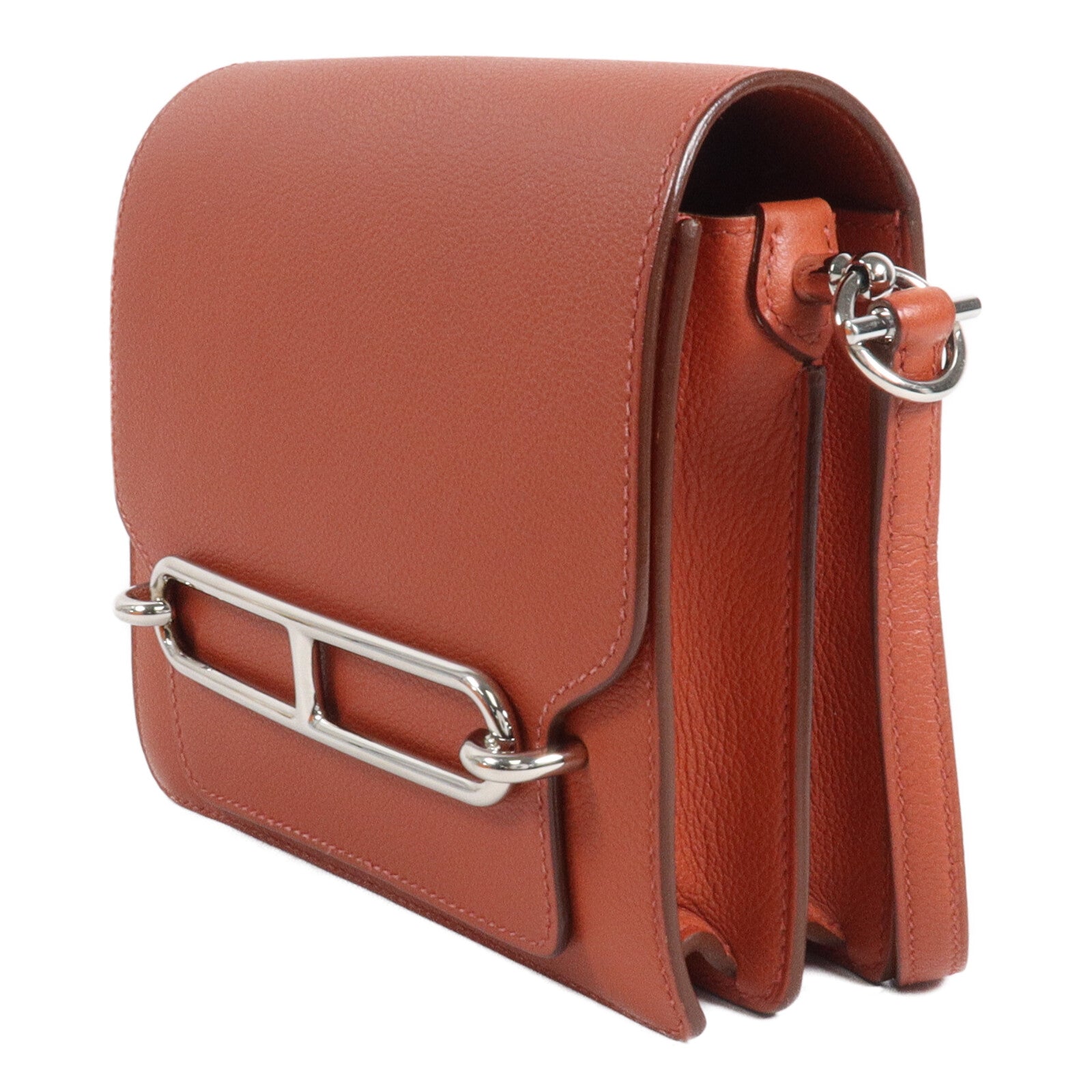 HERMES Evercolor皮革Mini Roulis肩背袋Brique/Caramel