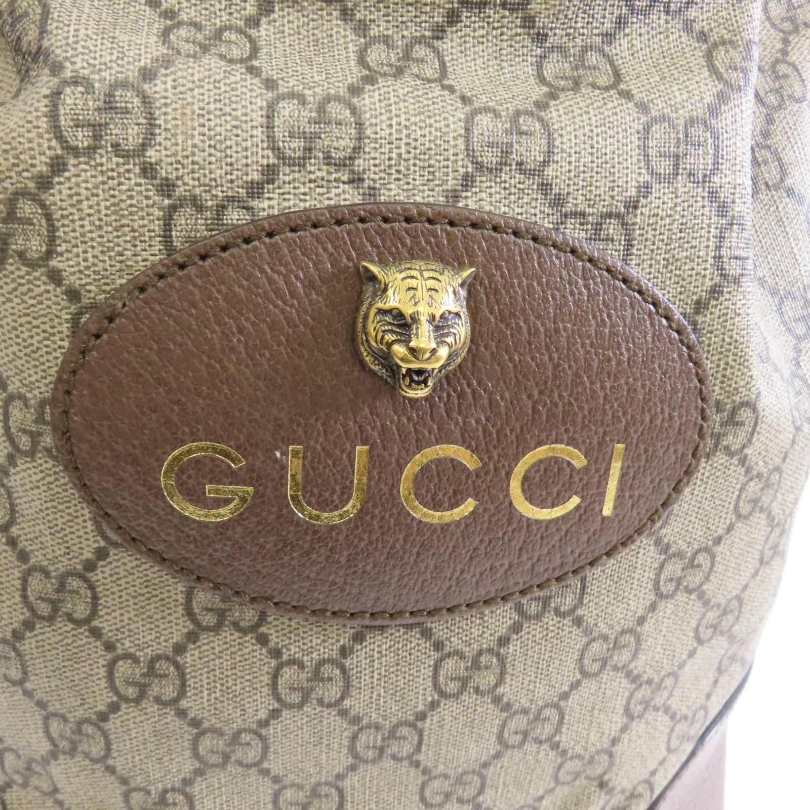 GUCCI 塗層帆布Backpack金扣背包棕色