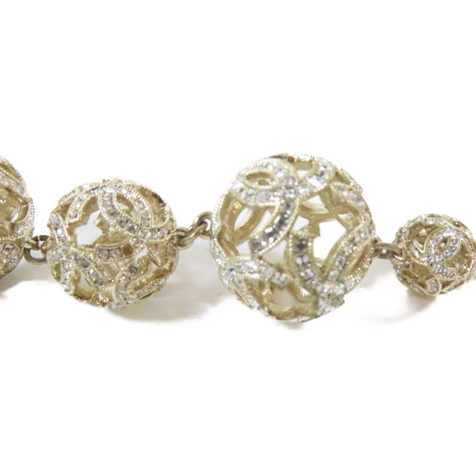 CHANEL 金屬Crystal Ball Necklace項鍊金色