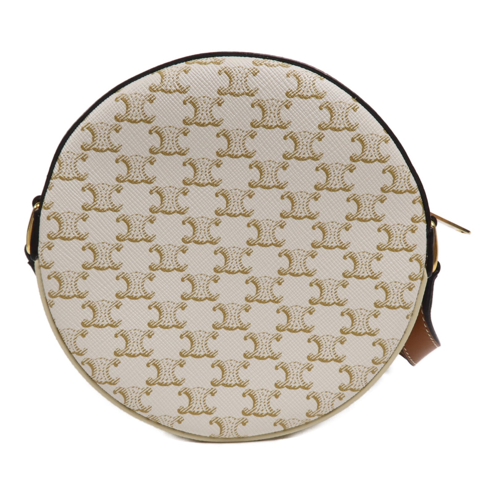 CELINE 塗層帆布Round Purse On Strap金扣肩背袋