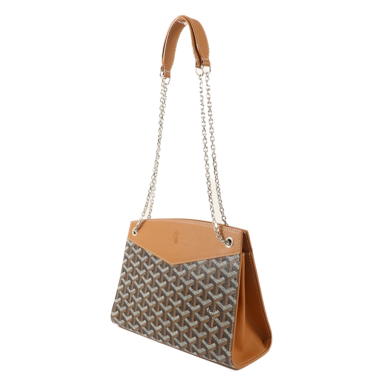 GOYARD 牛皮皮革/塗層帆布Rouette Structure PM鏈帶肩背袋
