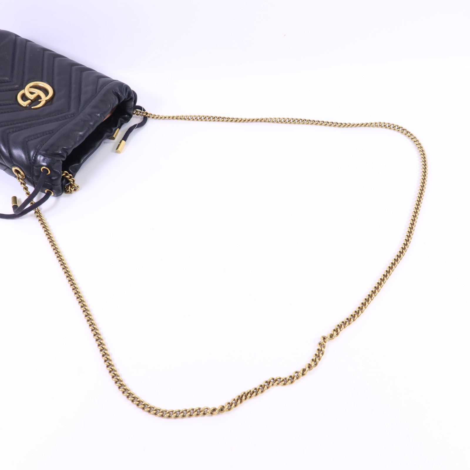 GUCCI 【激減優惠】皮革GG Marmont Bucket金扣鏈帶肩背袋
