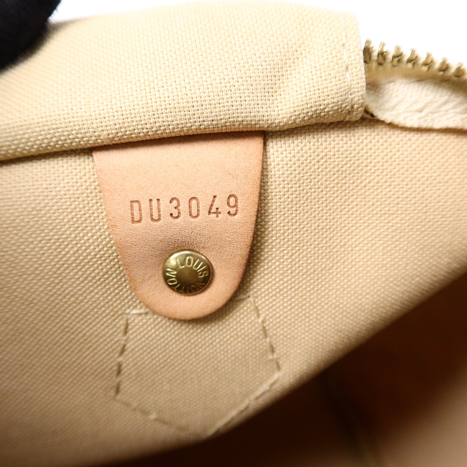 LOUIS VUITTON Damier Azur Speedy 30金扣手挽袋白色