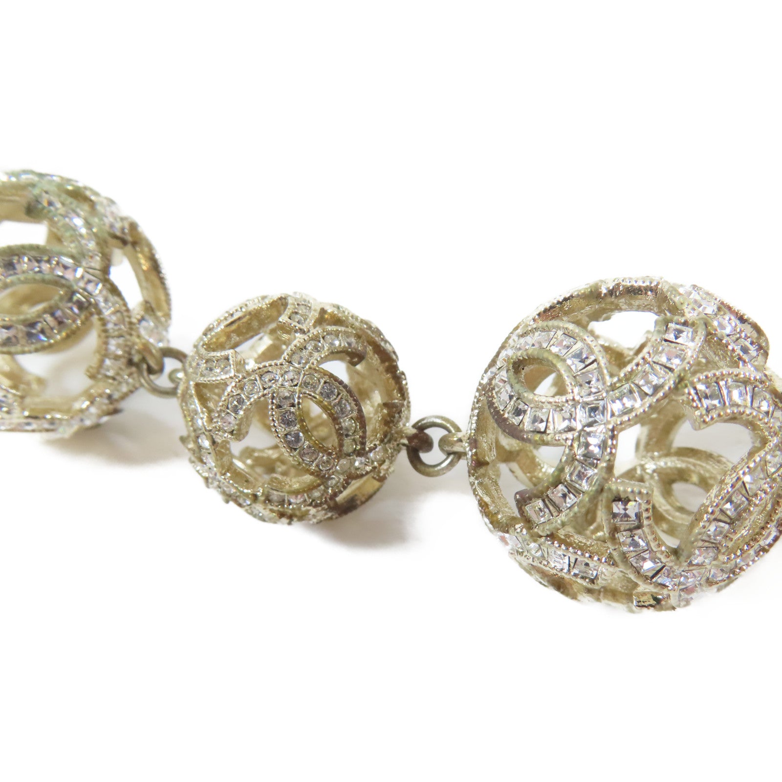 CHANEL 金屬Crystal Ball Necklace項鍊金色