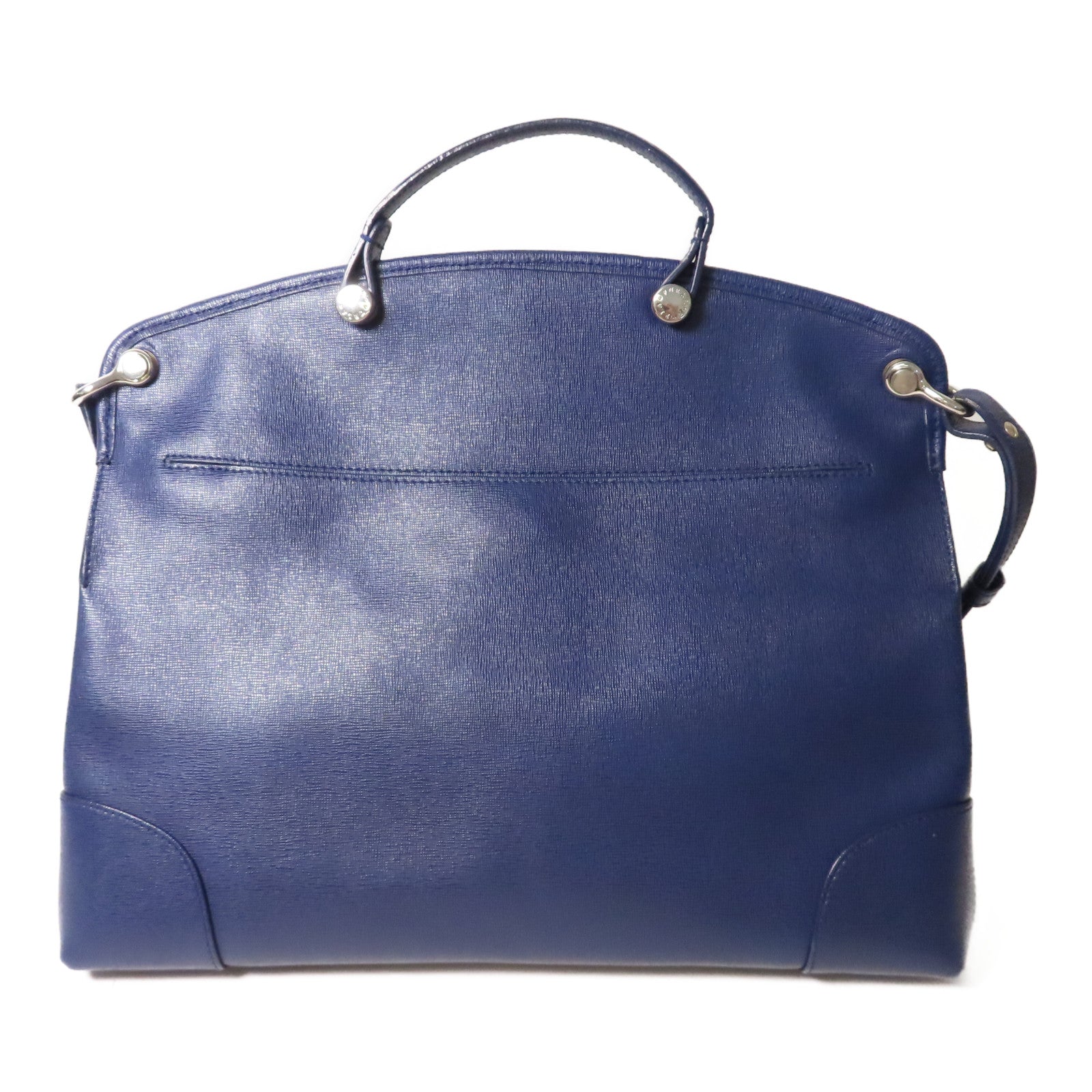 Furla 牛皮皮革2 Way Bag銀扣手挽肩背兩用袋藍色