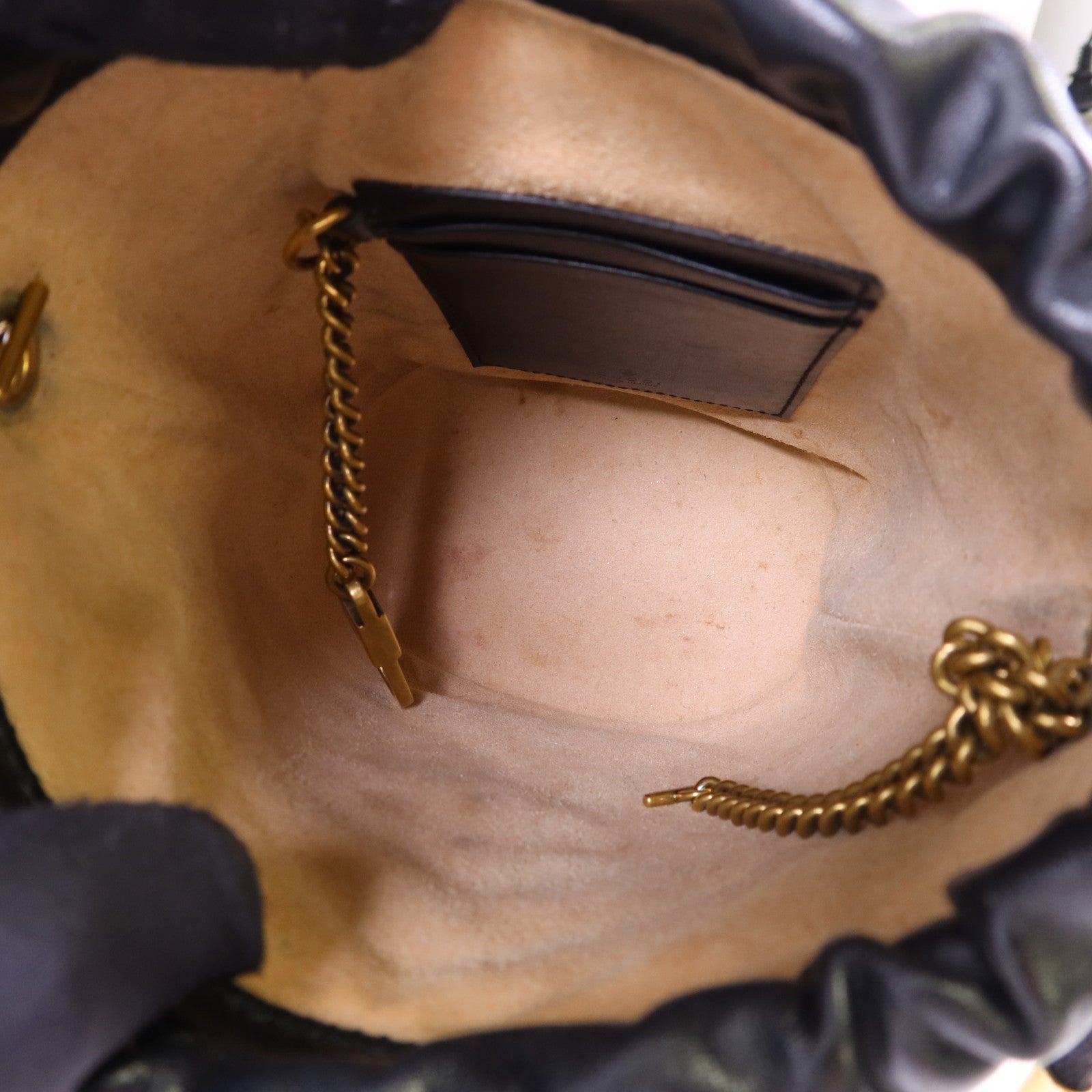 GUCCI 皮革GG Marmont Bucket金扣鏈帶肩背袋