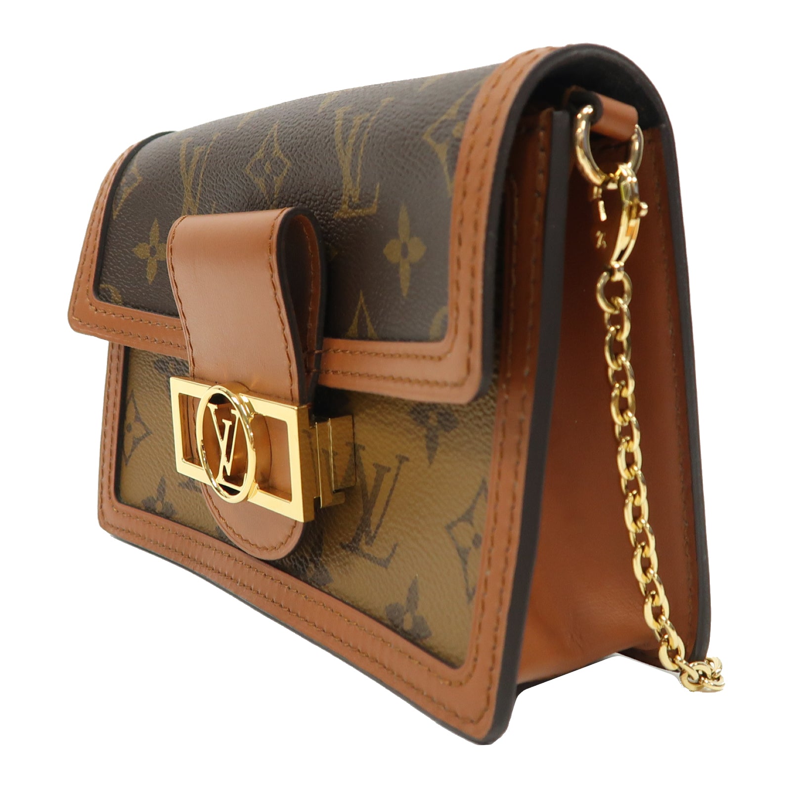 LOUIS VUITTON 【激減優惠】Monogram Dauphine Chain Wallet金扣鏈帶肩背袋啡色