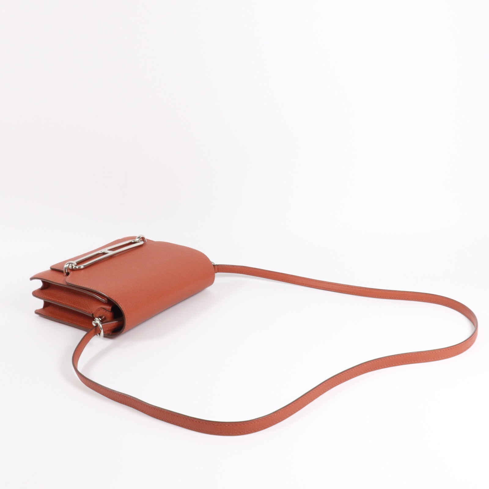 HERMES Evercolor皮革Mini Roulis肩背袋Brique/Caramel