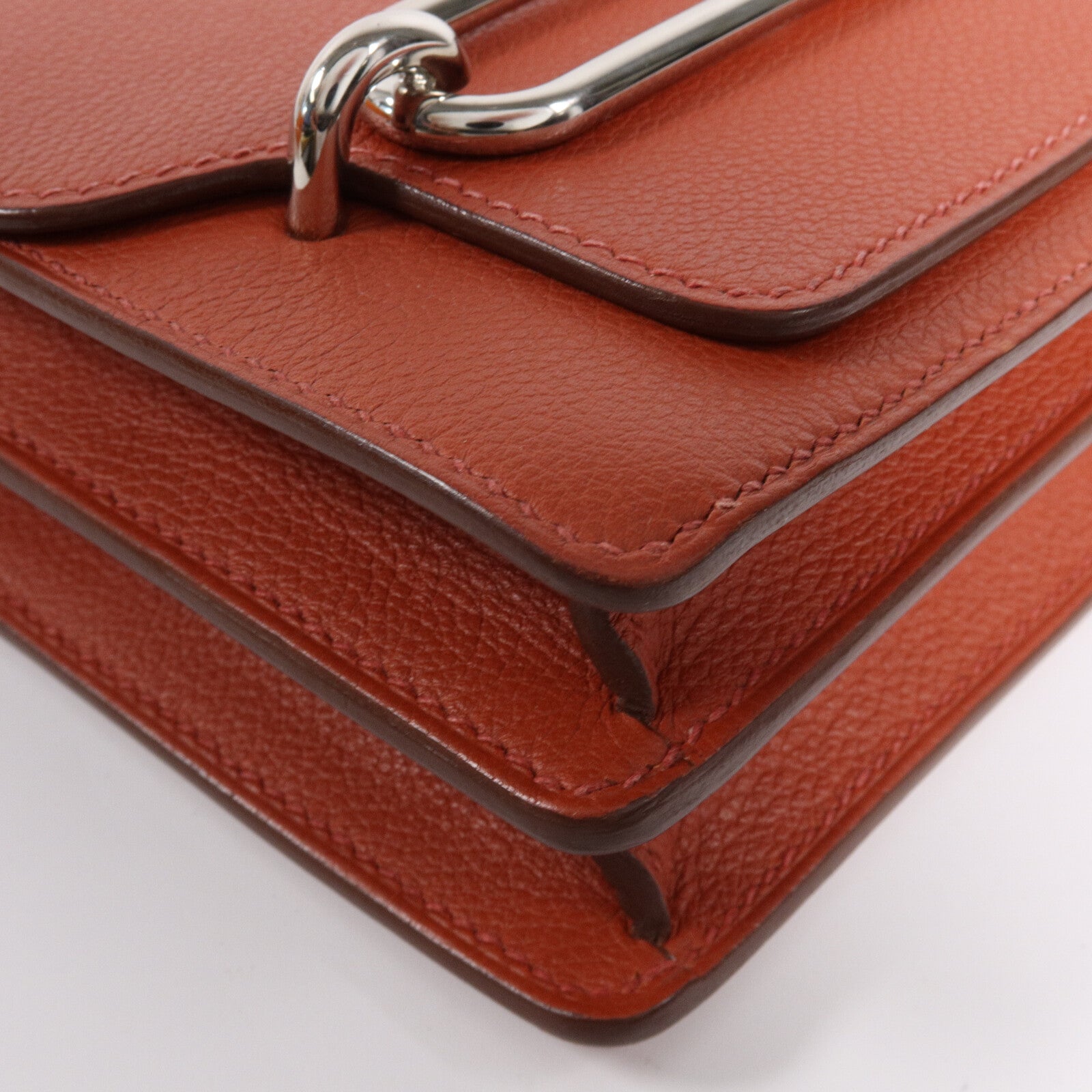 HERMES Evercolor皮革Mini Roulis肩背袋Brique/Caramel