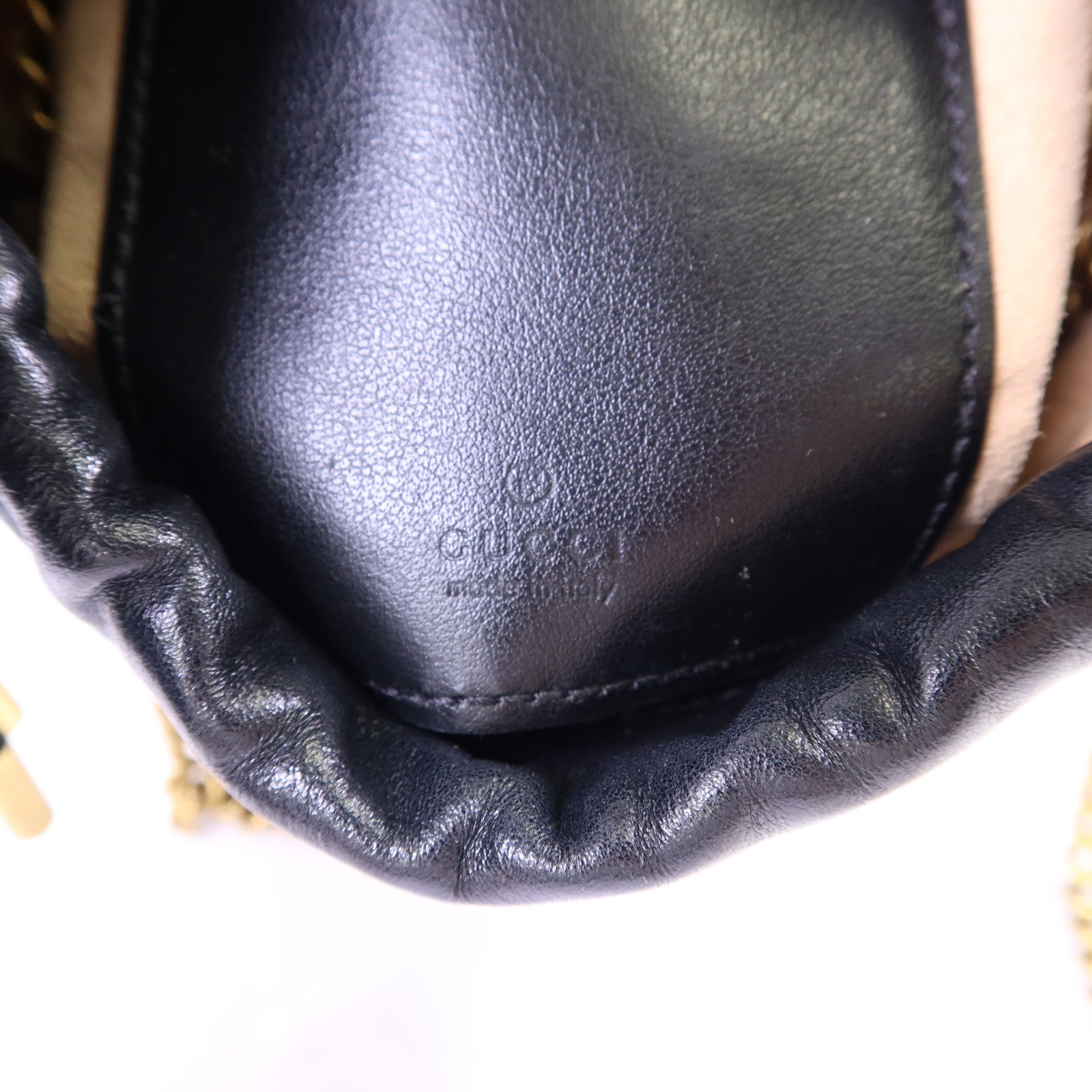 GUCCI 【激減優惠】皮革GG Marmont Bucket金扣鏈帶肩背袋