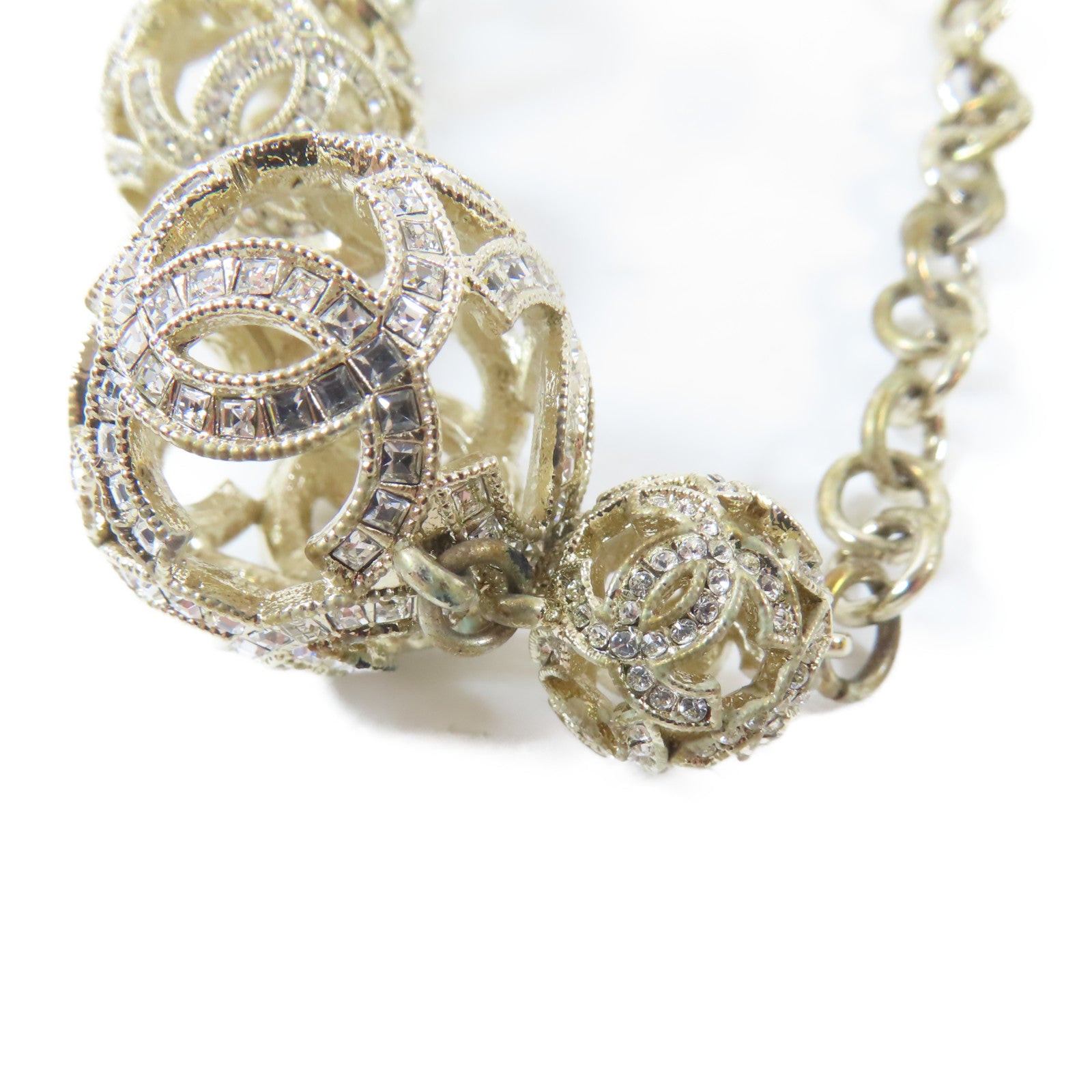 CHANEL 金屬Crystal Ball Necklace項鍊金色