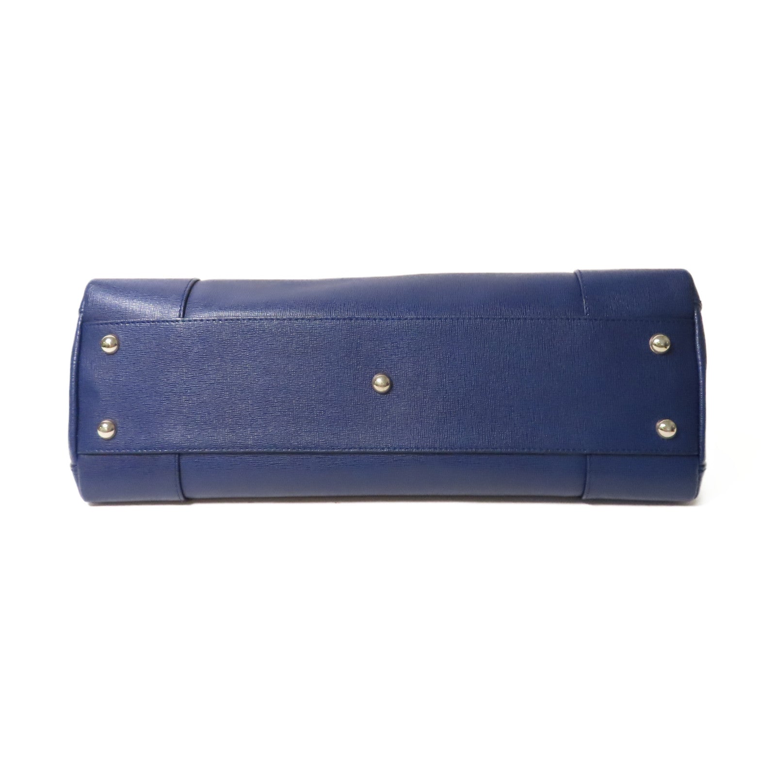 Furla 牛皮皮革2 Way Bag銀扣手挽肩背兩用袋藍色