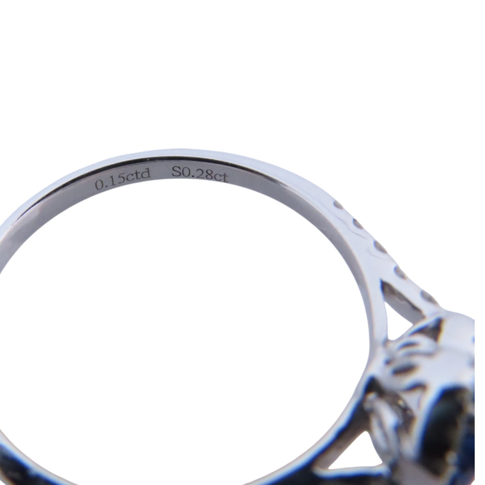 JEWELRY 18K白金Sapphire Diamond Ring藍寶石/鑽石戒指US#9