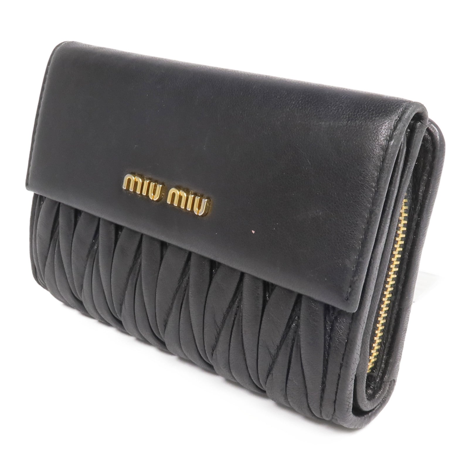 Miu Miu 羊皮皮革Fold Wallet金扣錢包