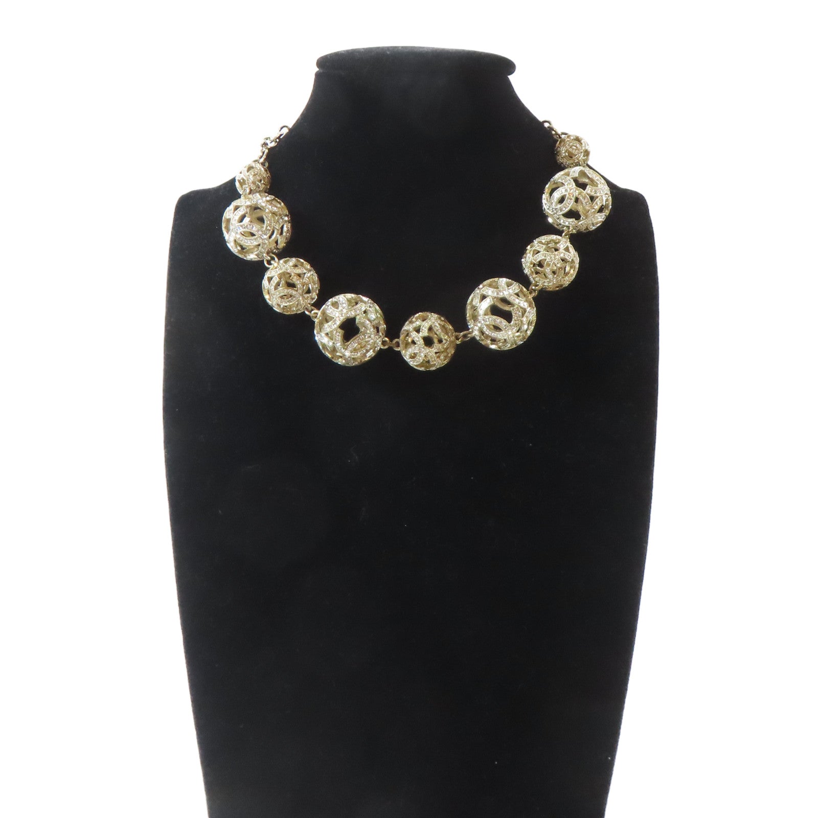 CHANEL 金屬Crystal Ball Necklace項鍊金色