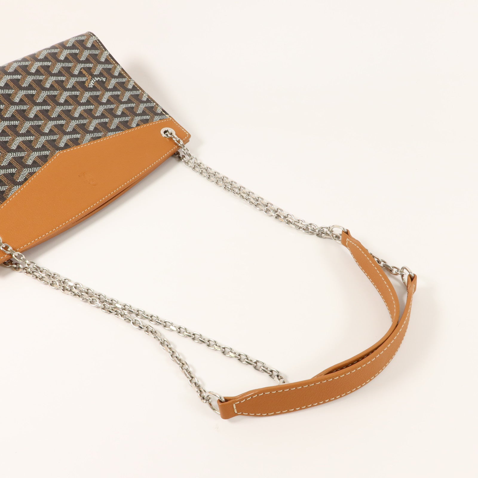 GOYARD 牛皮皮革/塗層帆布Rouette Structure PM鏈帶肩背袋