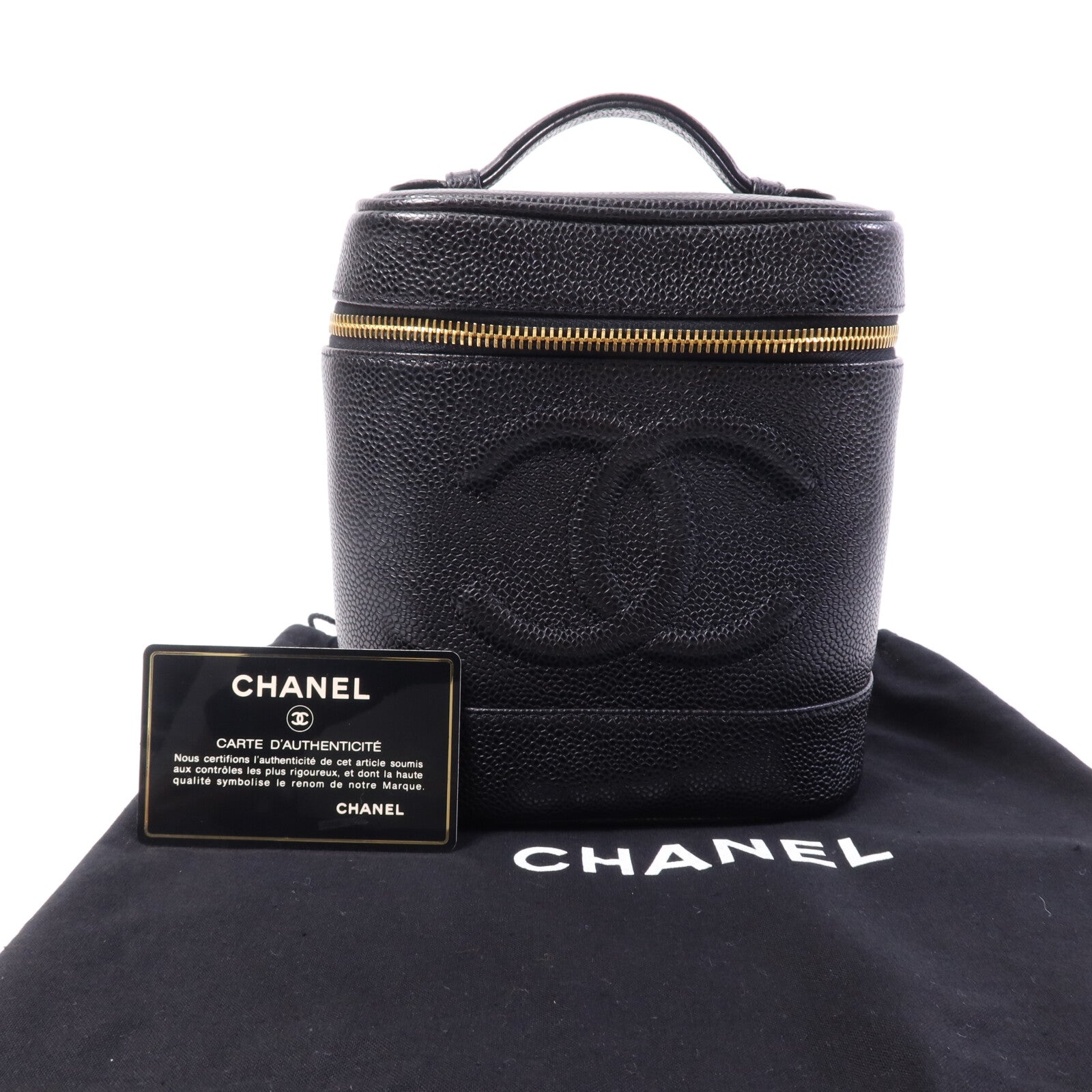CHANEL 牛皮皮革Vintage Vanity Case金扣手挽袋