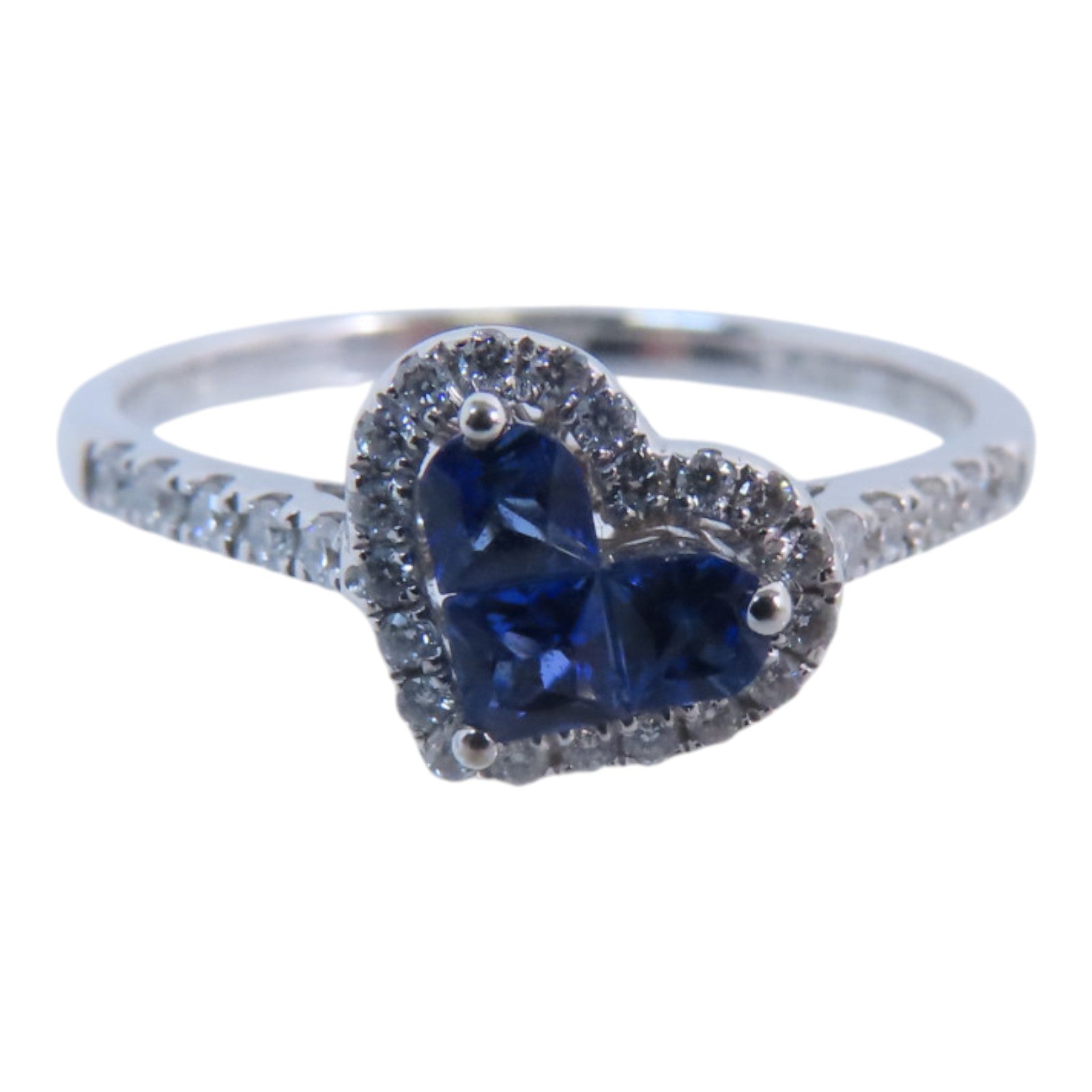 JEWELRY 18K白金Sapphire Diamond Ring藍寶石/鑽石戒指US#9