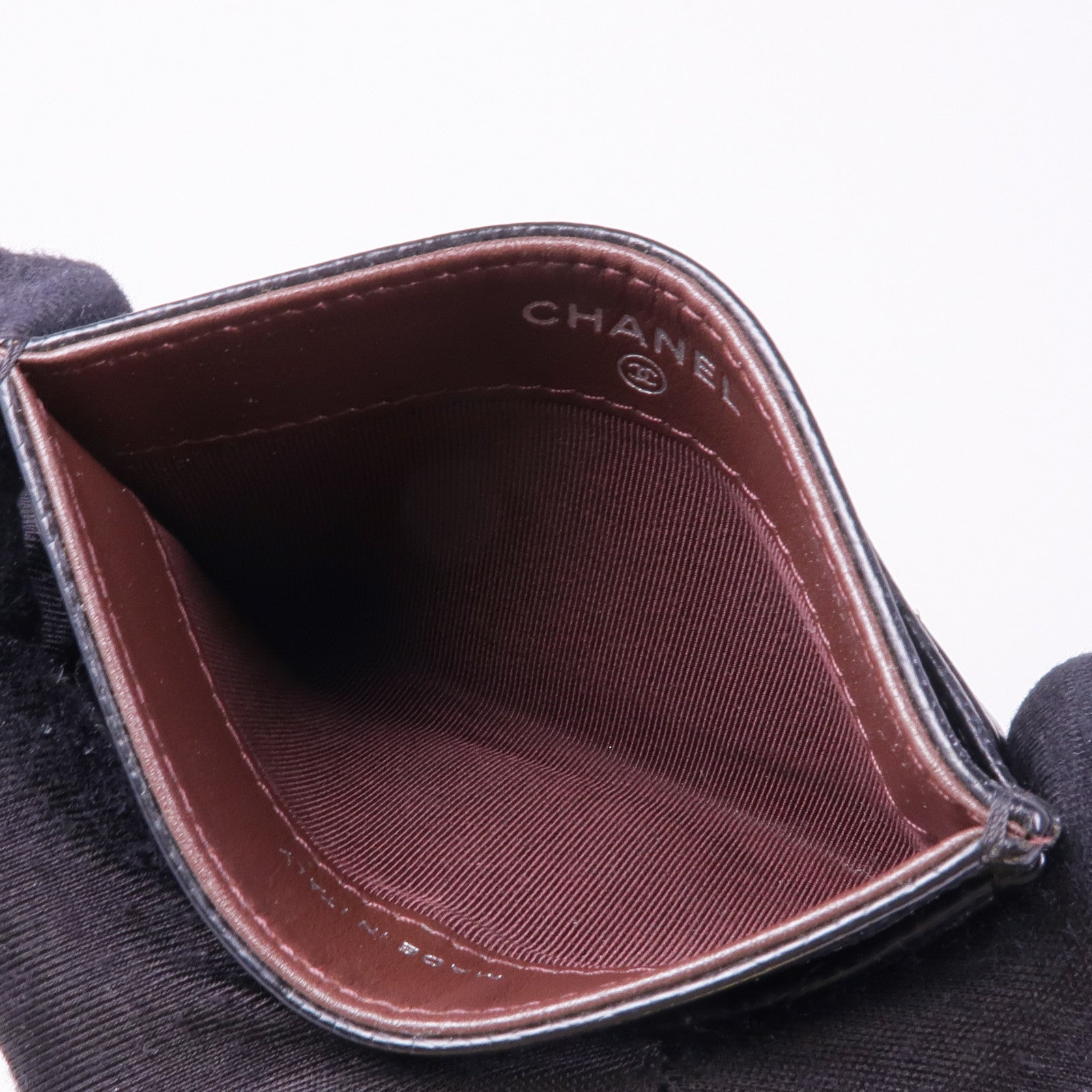 CHANEL 牛皮皮革Card Case銀扣卡片套