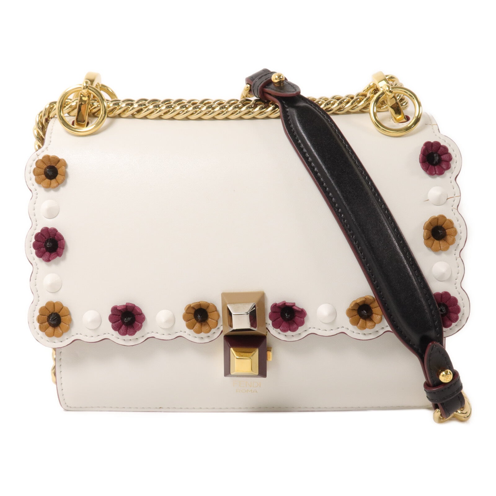 FENDI 牛皮皮革Kan I Small鏈帶肩背袋