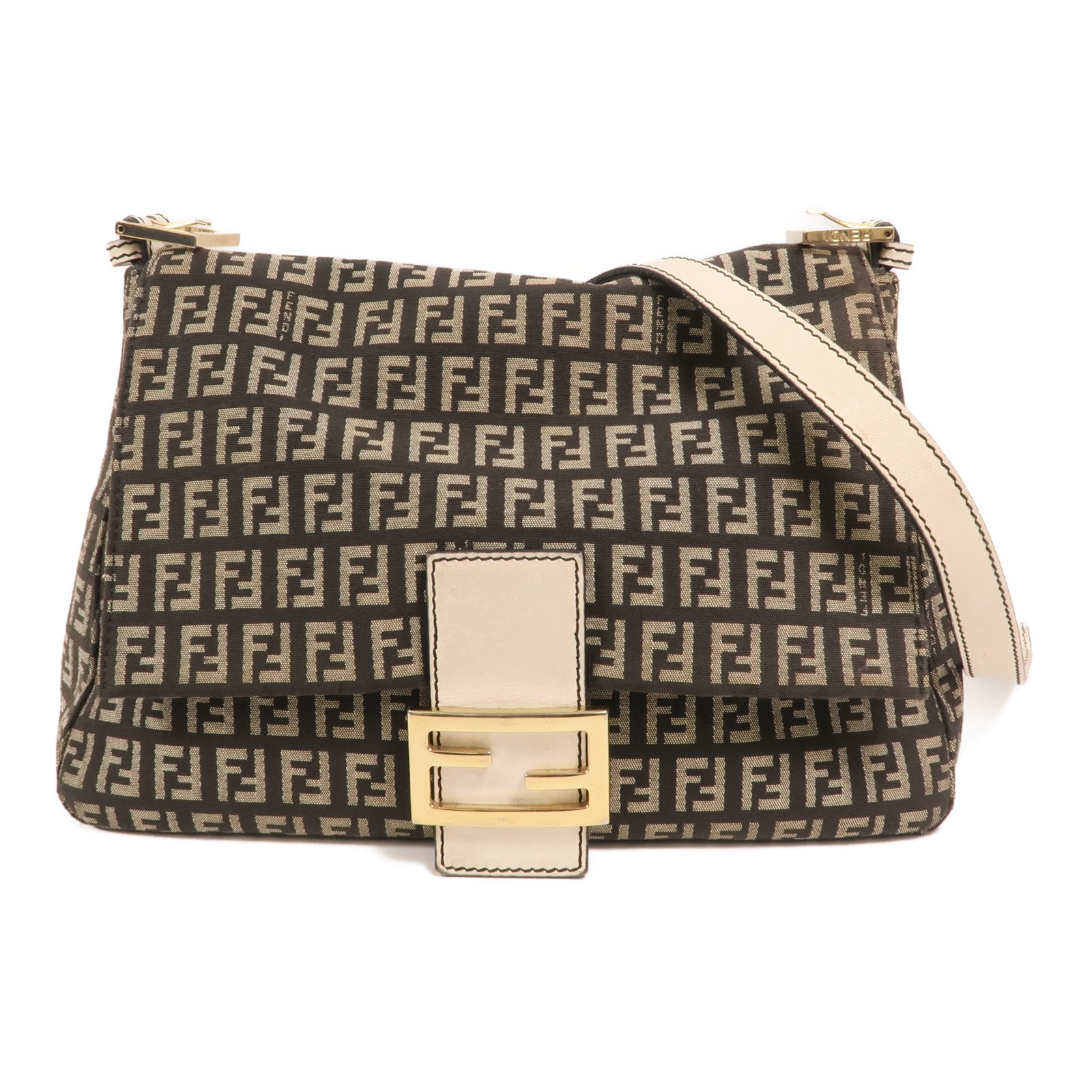 FENDI 帆布Mamma Baguette金扣肩背袋