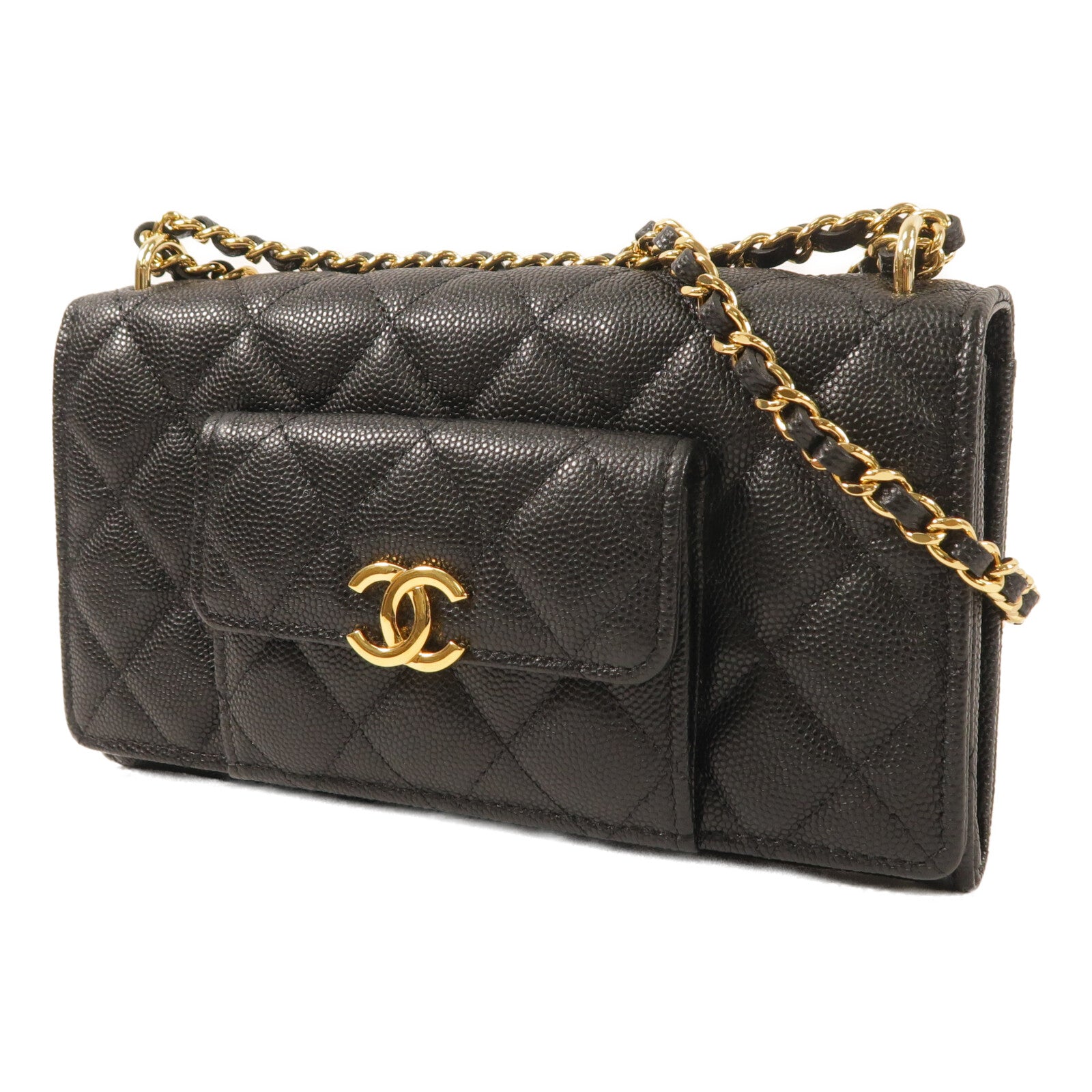 CHANEL 牛皮皮革Wallet On Chain金扣鏈帶肩背袋